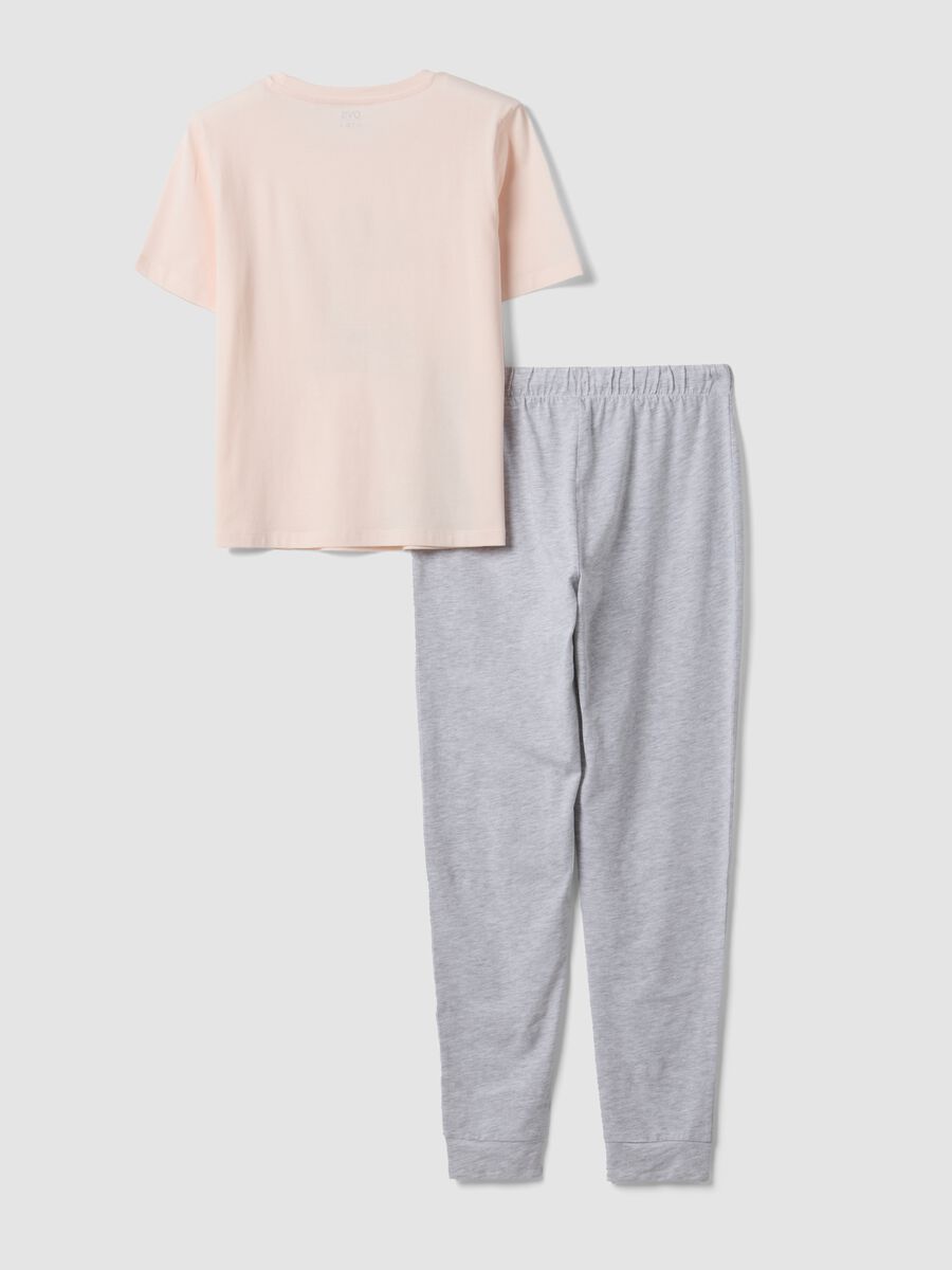 Pink pure organic cotton pyjamas with grey regular-fit bottoms_6