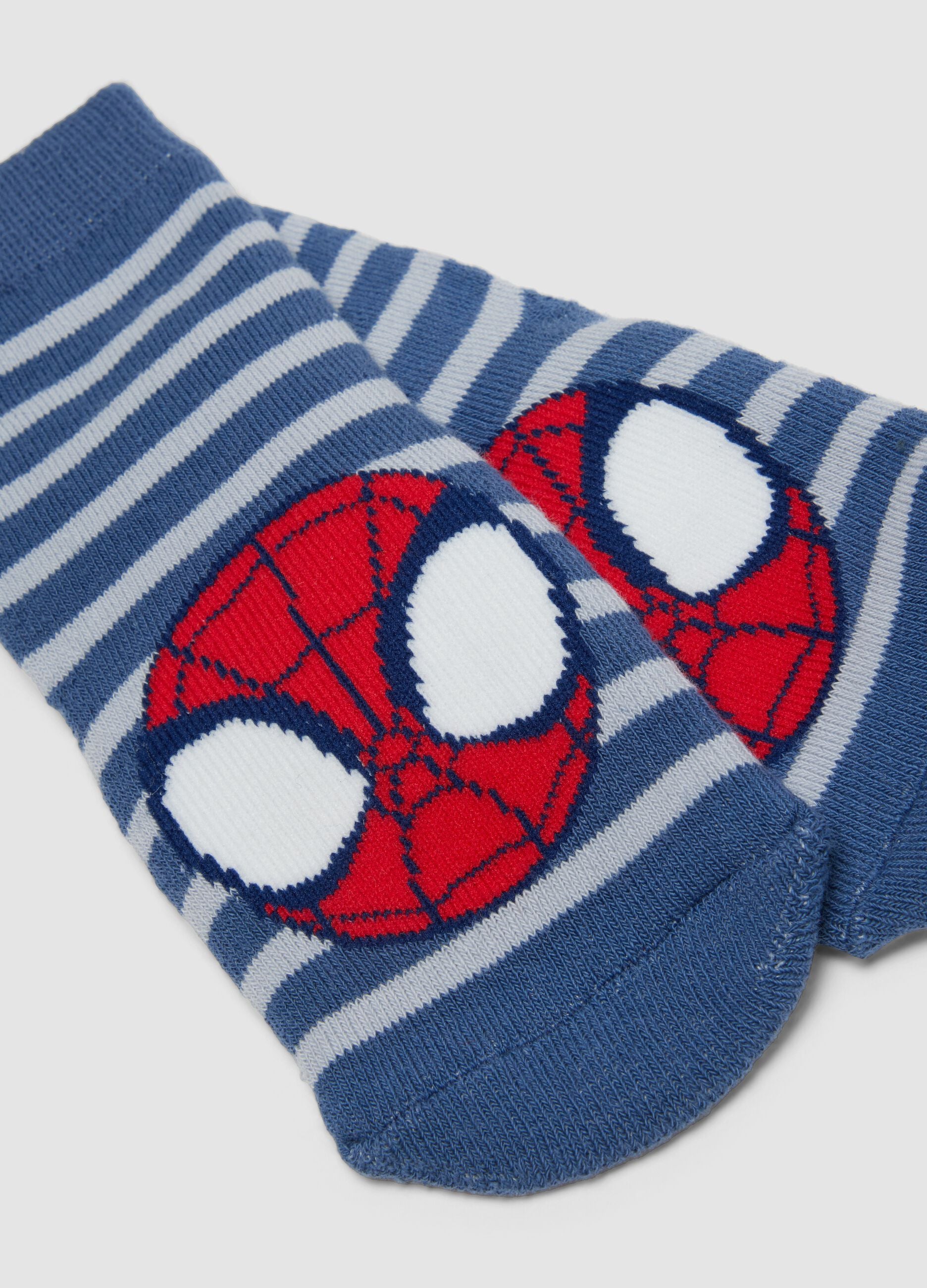 2-pack of blue organic cotton non-slip socks with MARVEL Spider-Man print