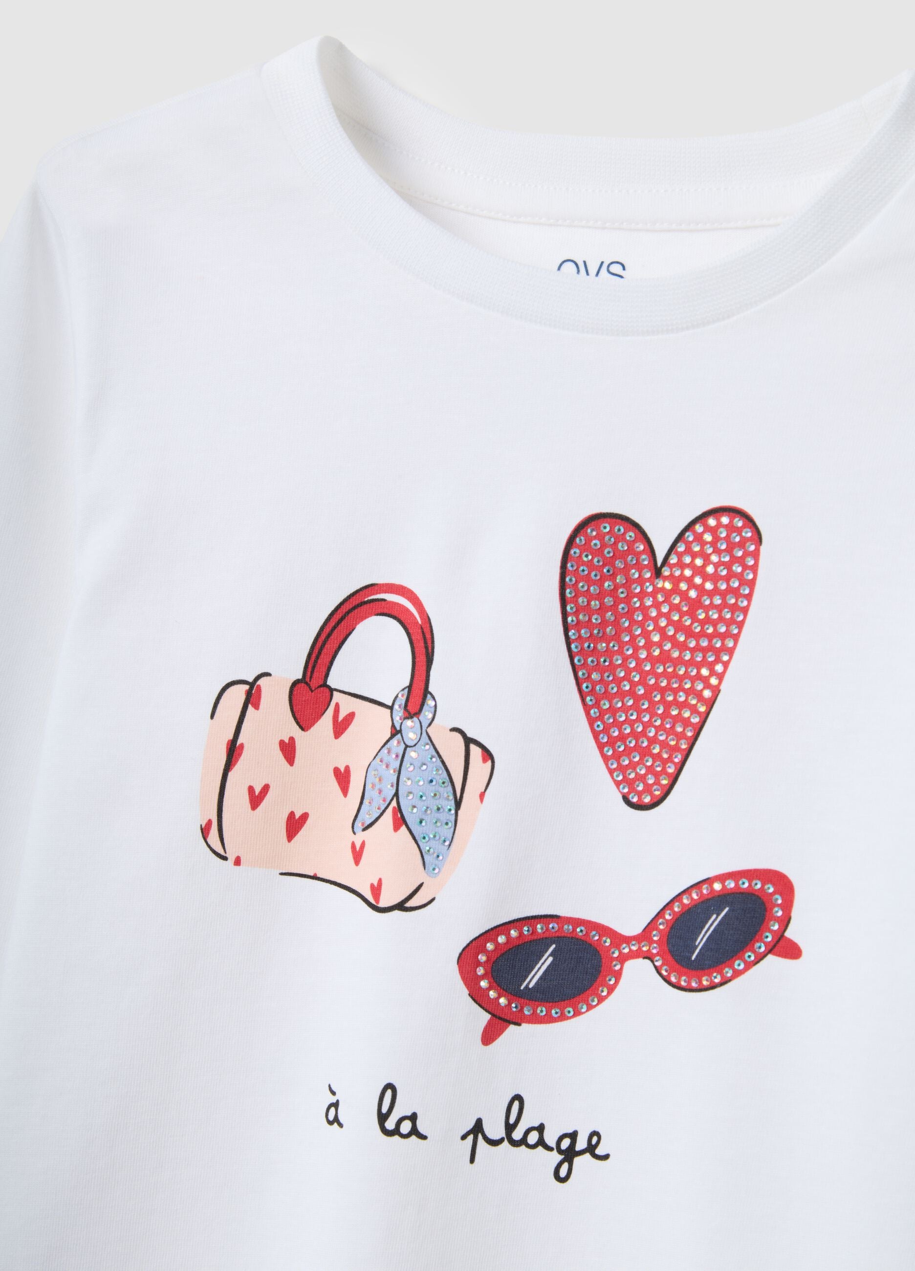 White pure cotton t-shirt for girls, regular fit