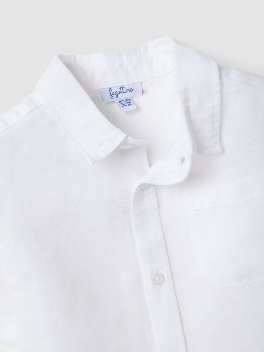 Camicia in misto lino e cotone bianca da bimbo regular fit_2