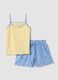 Yellow organic cotton pyjamas with thin-strap top_4