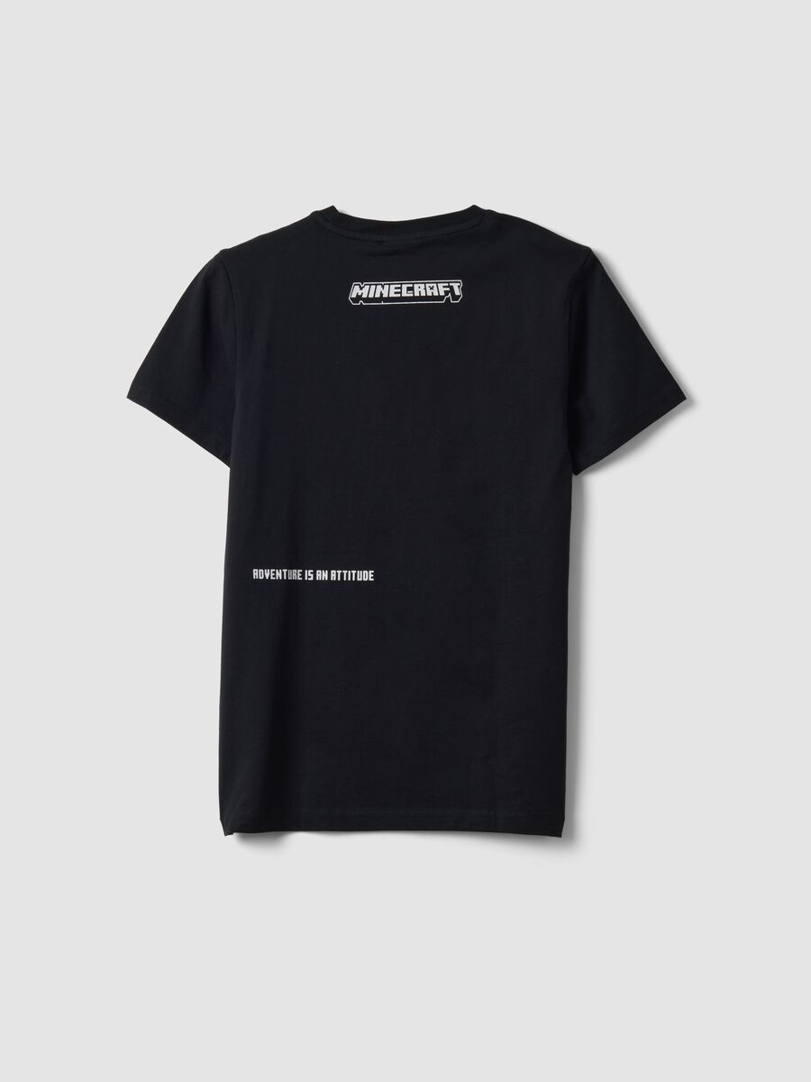 T-shirt nera in puro cotone con stampa Minecraft per ragazzo_4