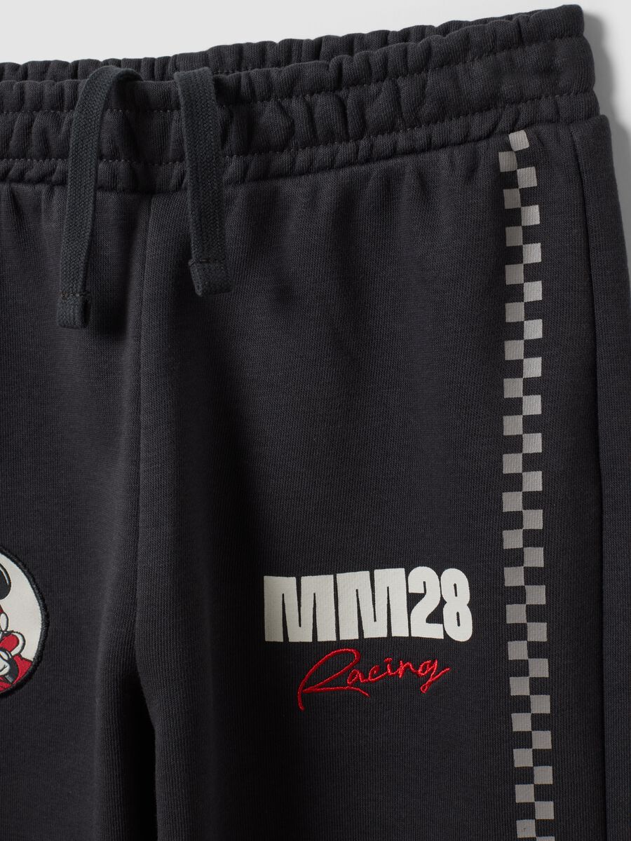 Black cotton-blend joggers with elasticated waist and Mickey print_3