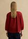 Red ramie and lyocell blend shirt with V-neck, regular fit_3