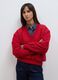 Red cotton-blend V-neck sweatshirt with oversized fit_0