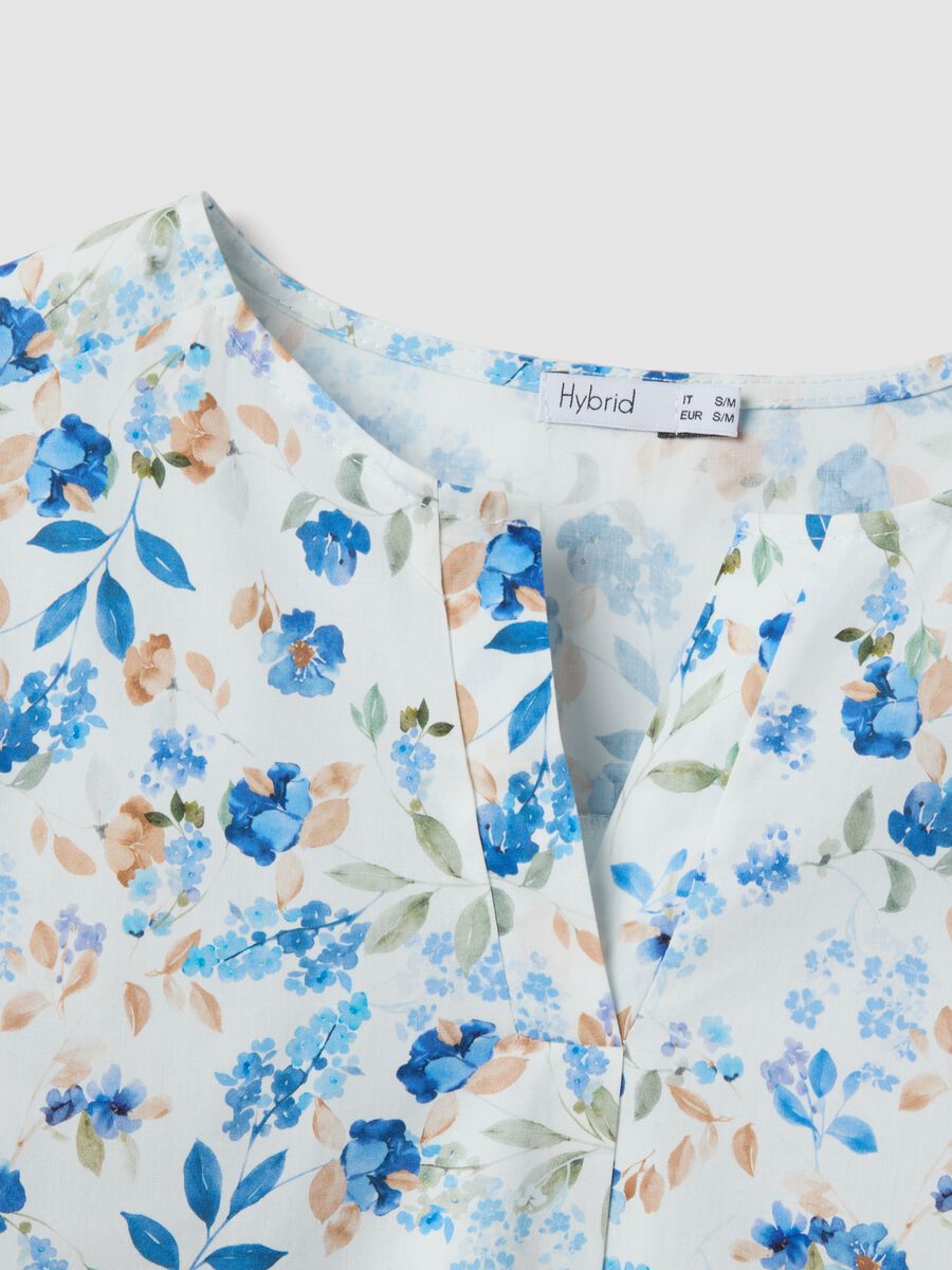 White floral stretch cotton blouse, regular fit_5