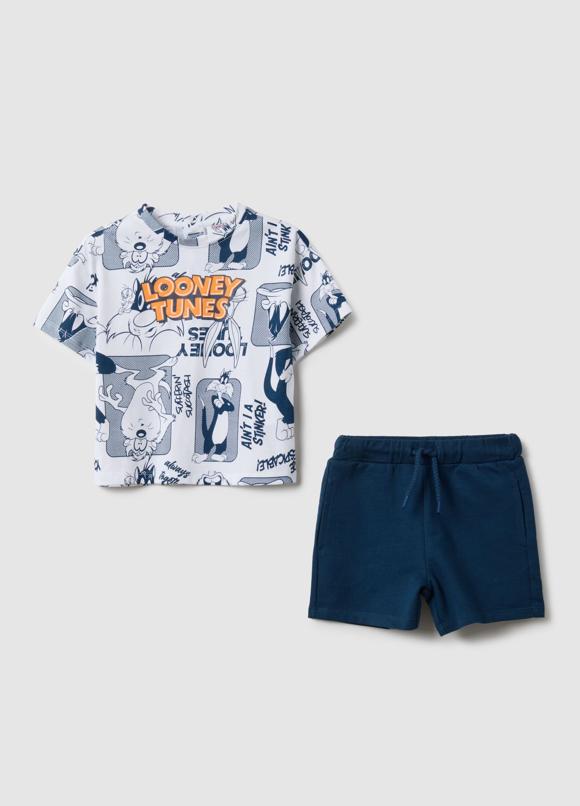 Boys' multicolour pure cotton t-shirt and shorts set, regular fit