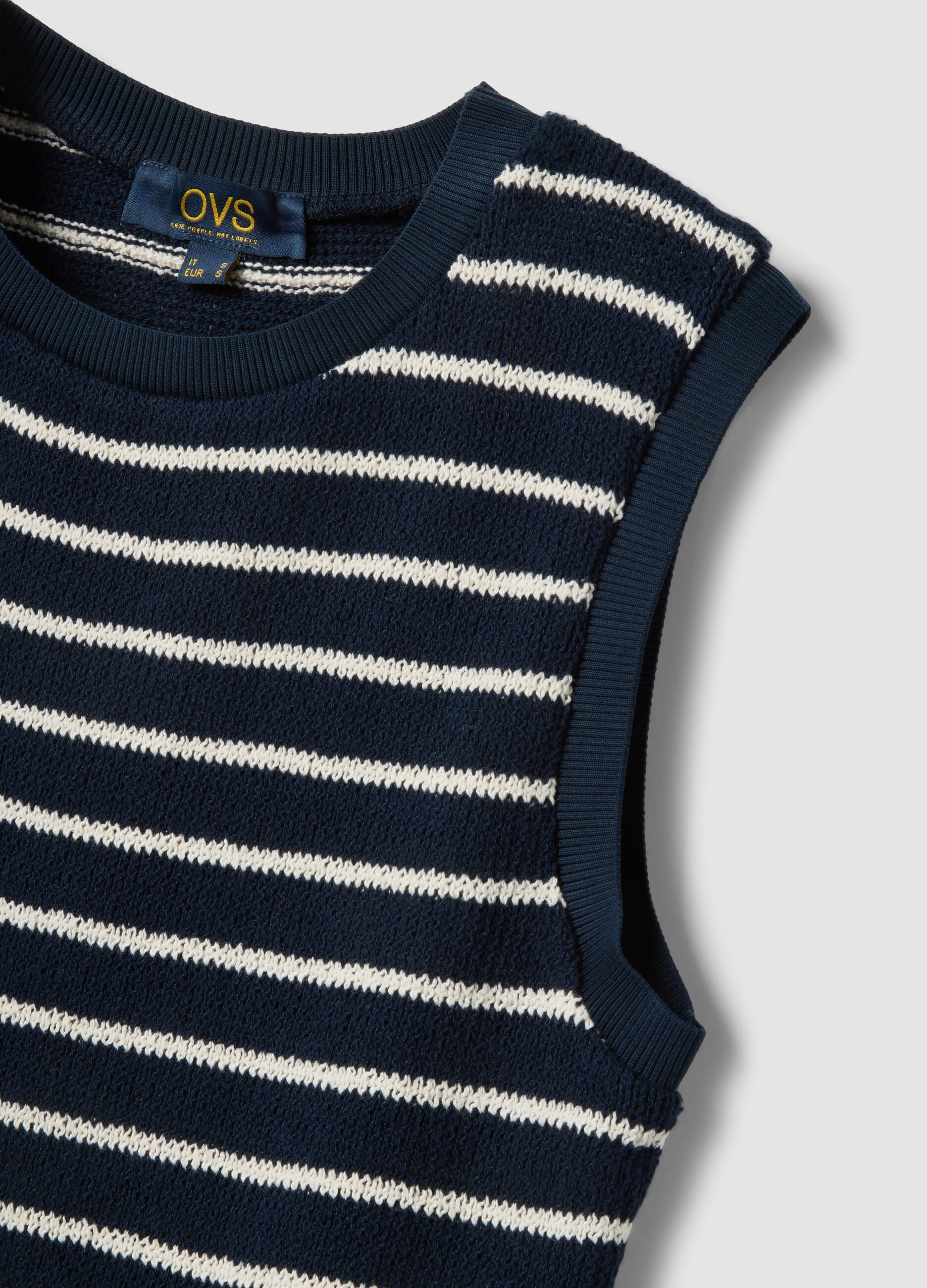 Regular-fit blue and white striped cotton-blend waistcoat