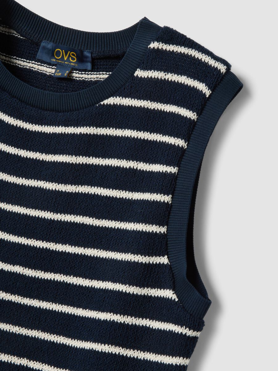Regular-fit blue and white striped cotton-blend waistcoat_5