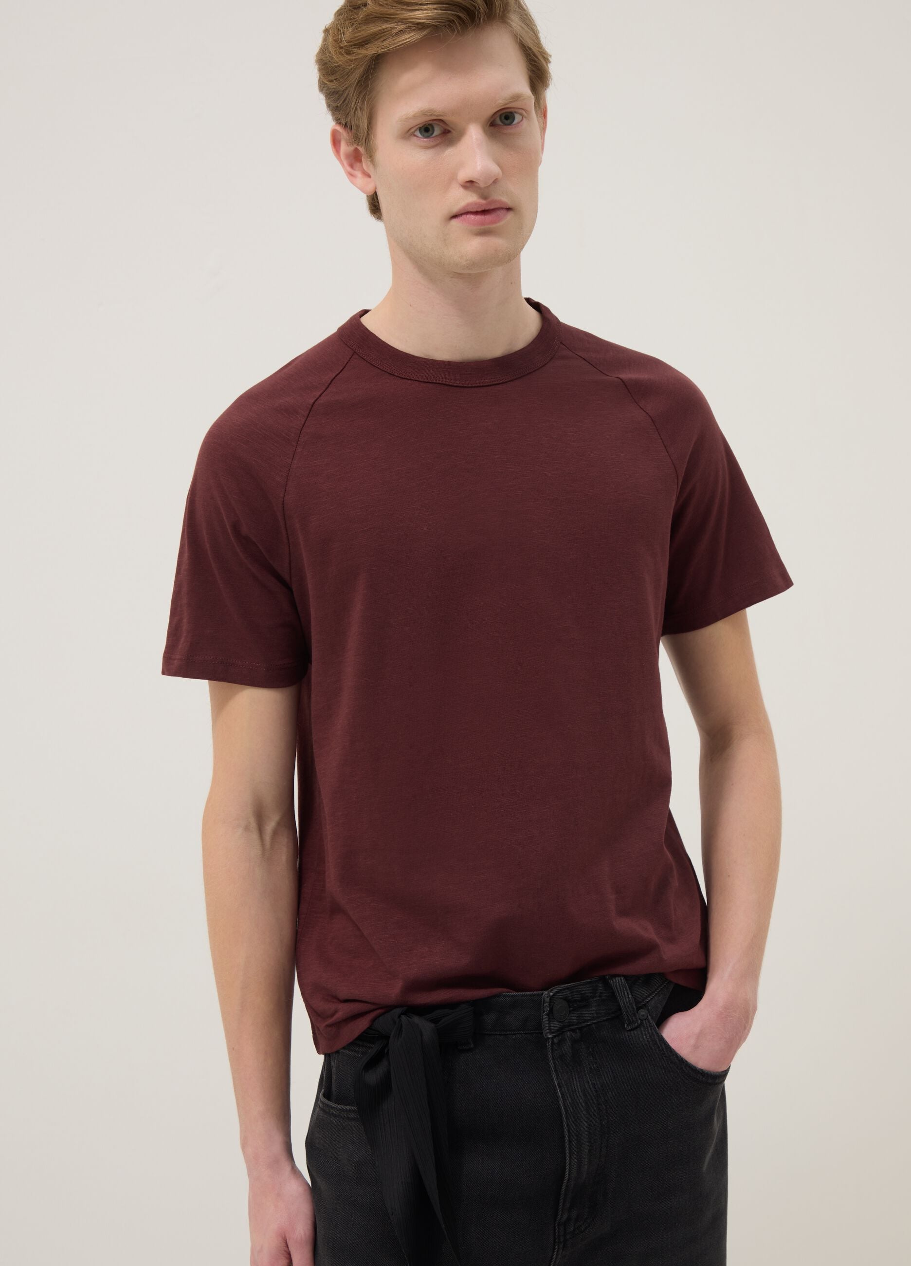 Red pure cotton regular fit T-shirt