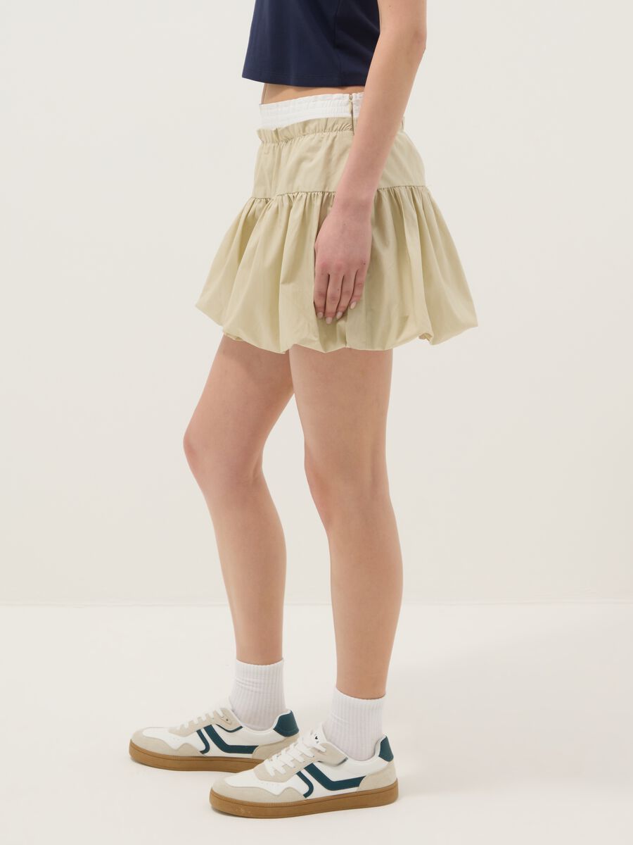 Pure cotton beige skirt with regular fit and ruched design_3