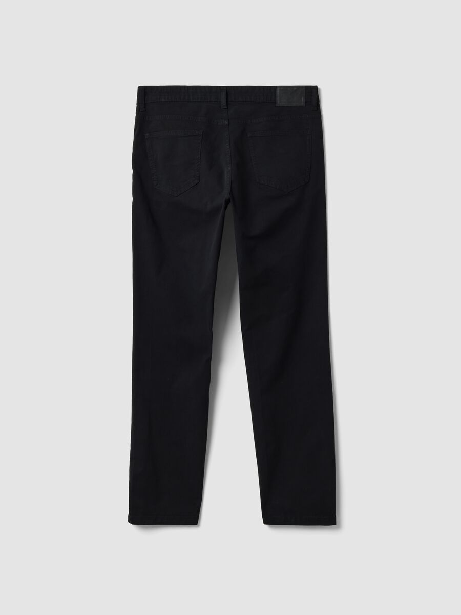 Pantaloni neri in twill di cotone elasticizzato slim fit_2