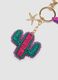 Pink pure cotton keyring with cactus charm_1