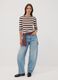 White striped pure cotton crew-neck T-shirt_1