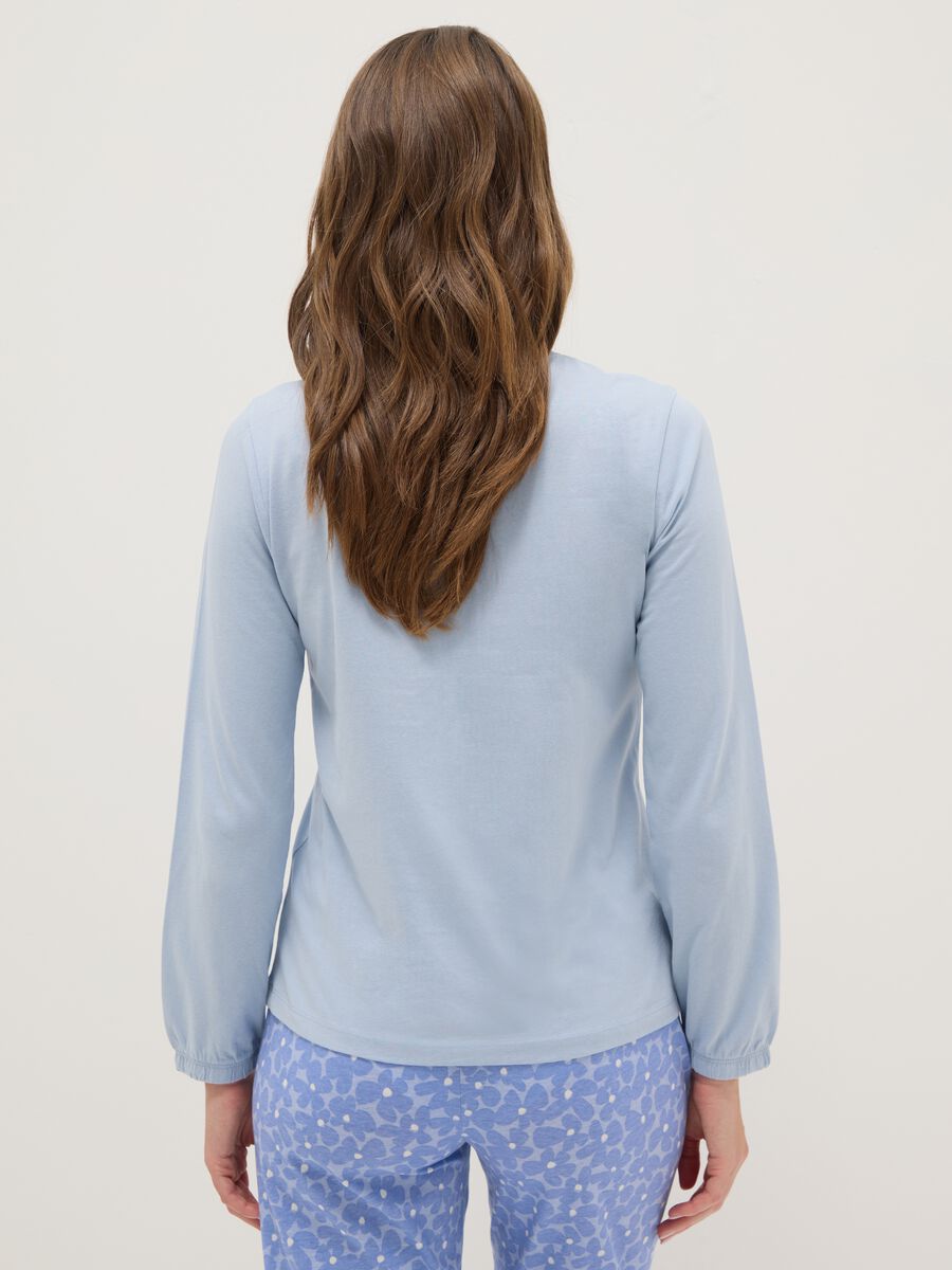 Blue nightshirt in pure cotton regular fit with Henley neckline_2
