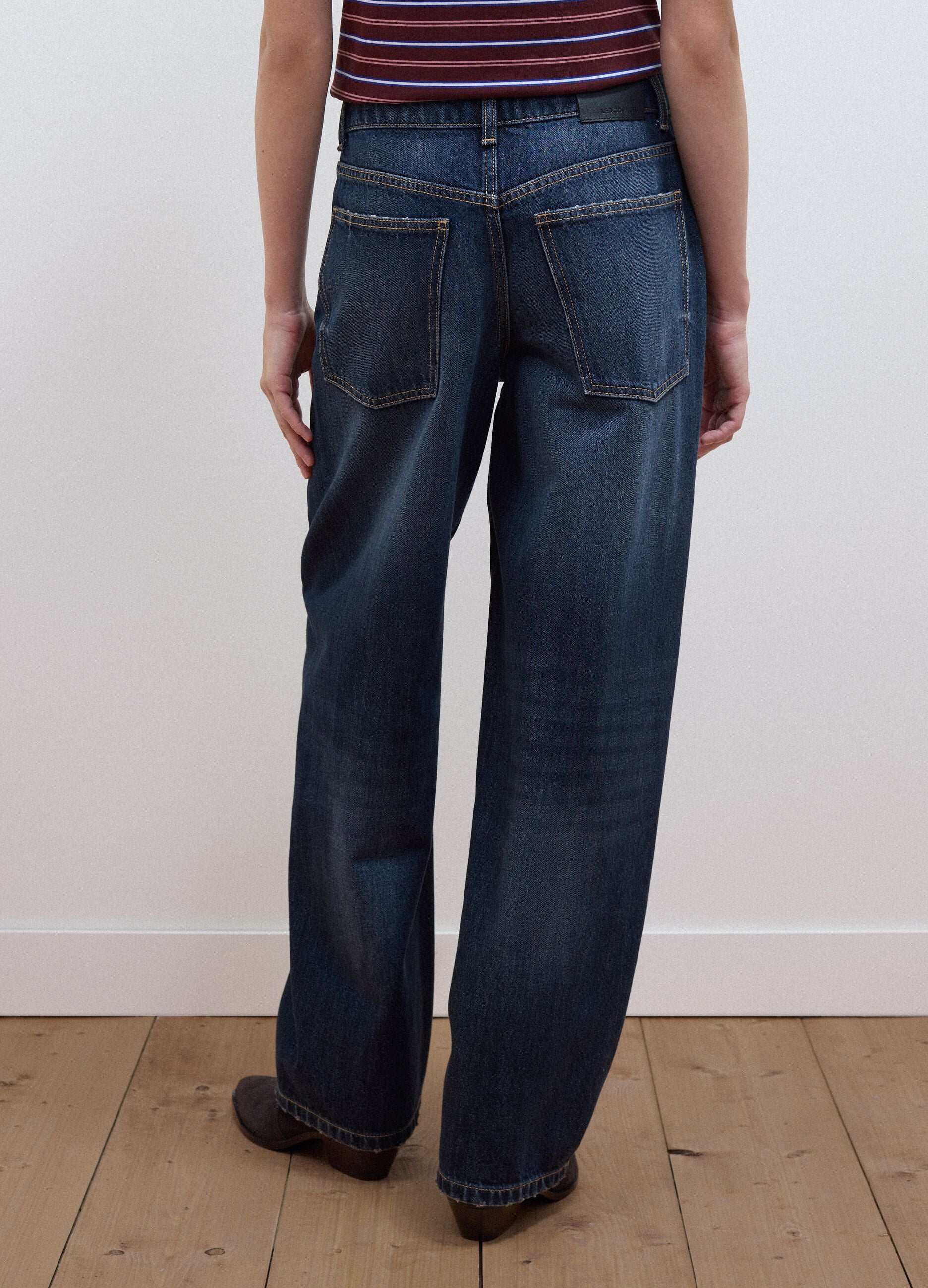 Blue balloon-fit pure cotton jeans