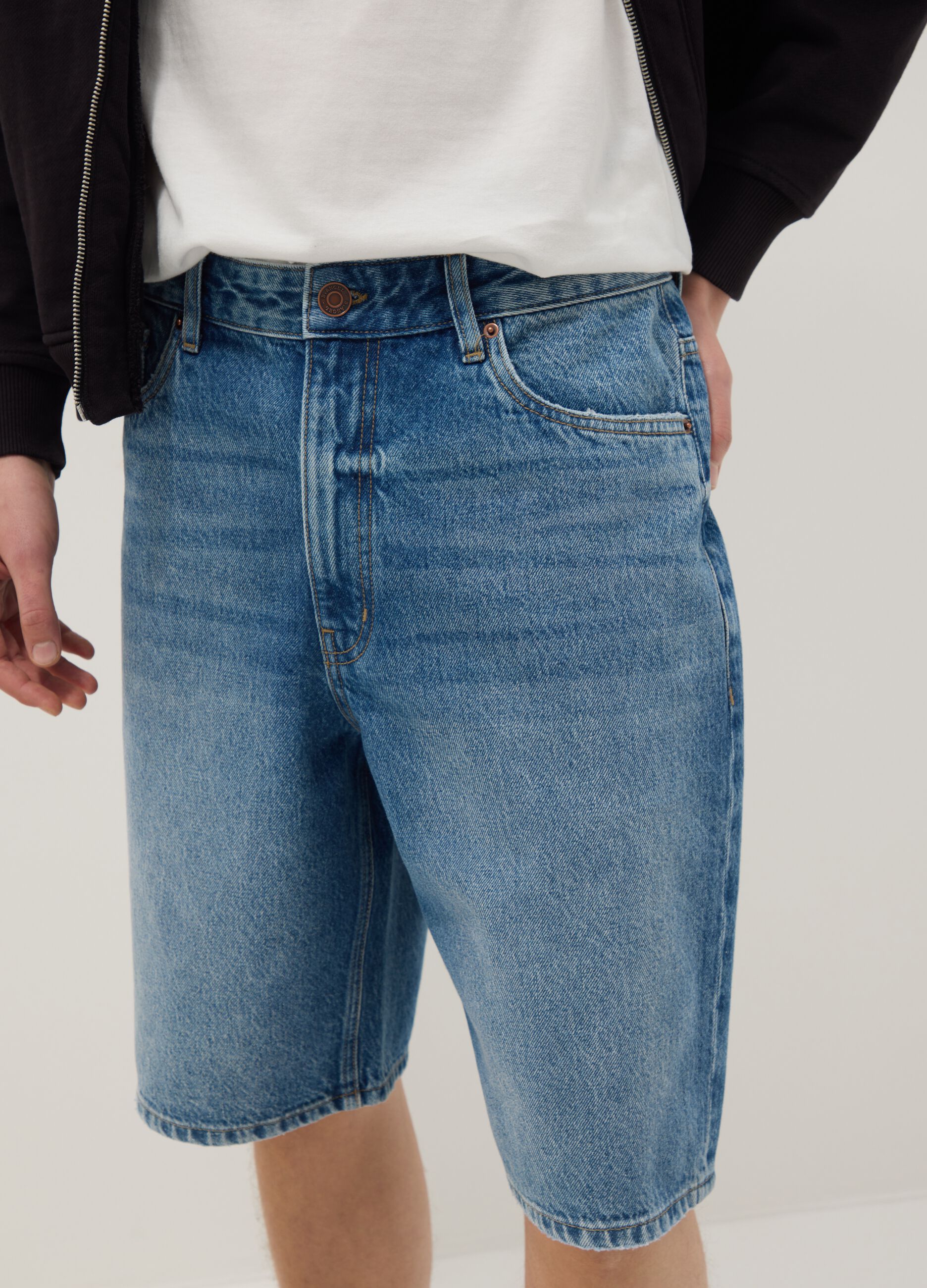 Blue pure cotton baggy denim shorts