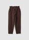 Brown baggy-fit pure cotton denim jeans with paperbag waist_4