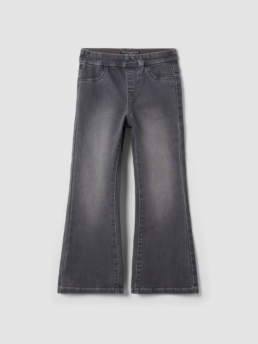 Girls&rsquo; grey flared jeggings in stretchy cotton-viscose blend_0