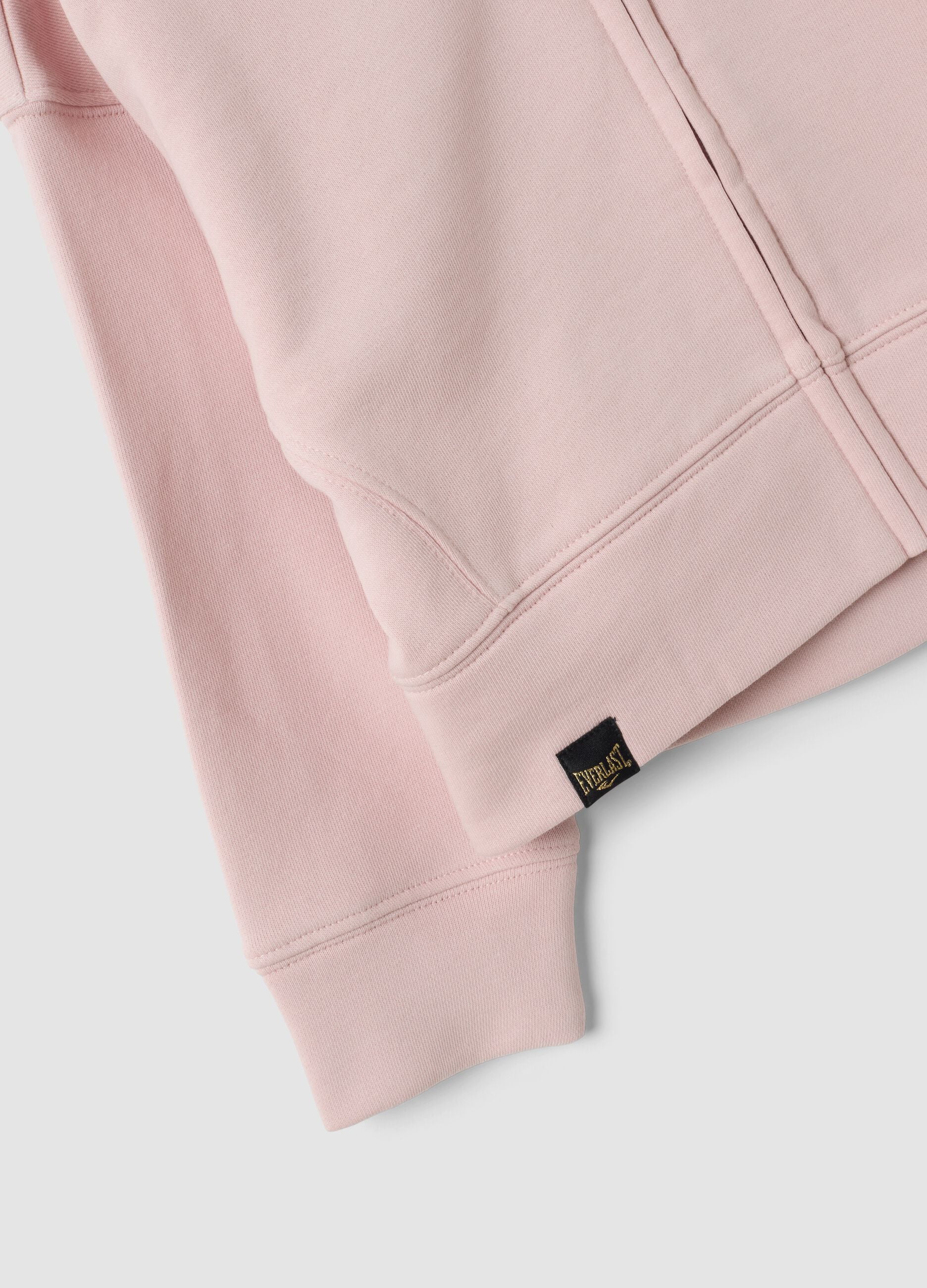 Pink zip-up cotton-blend sweatshirt, regular fit, for girls