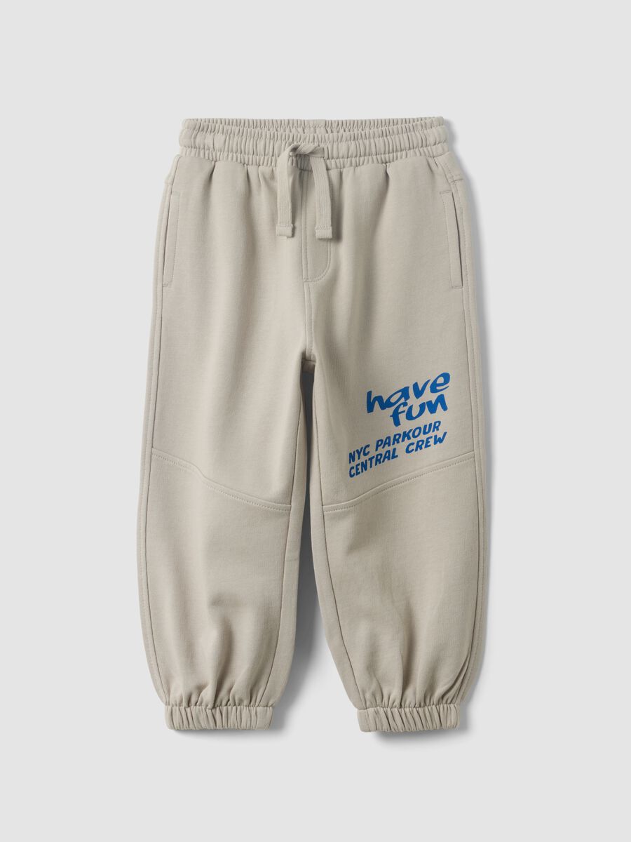 Grey jogger trousers in pure organic cotton for baby boy_0