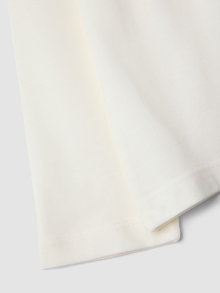 White pure organic cotton T-shirt with teddy print for girls_3