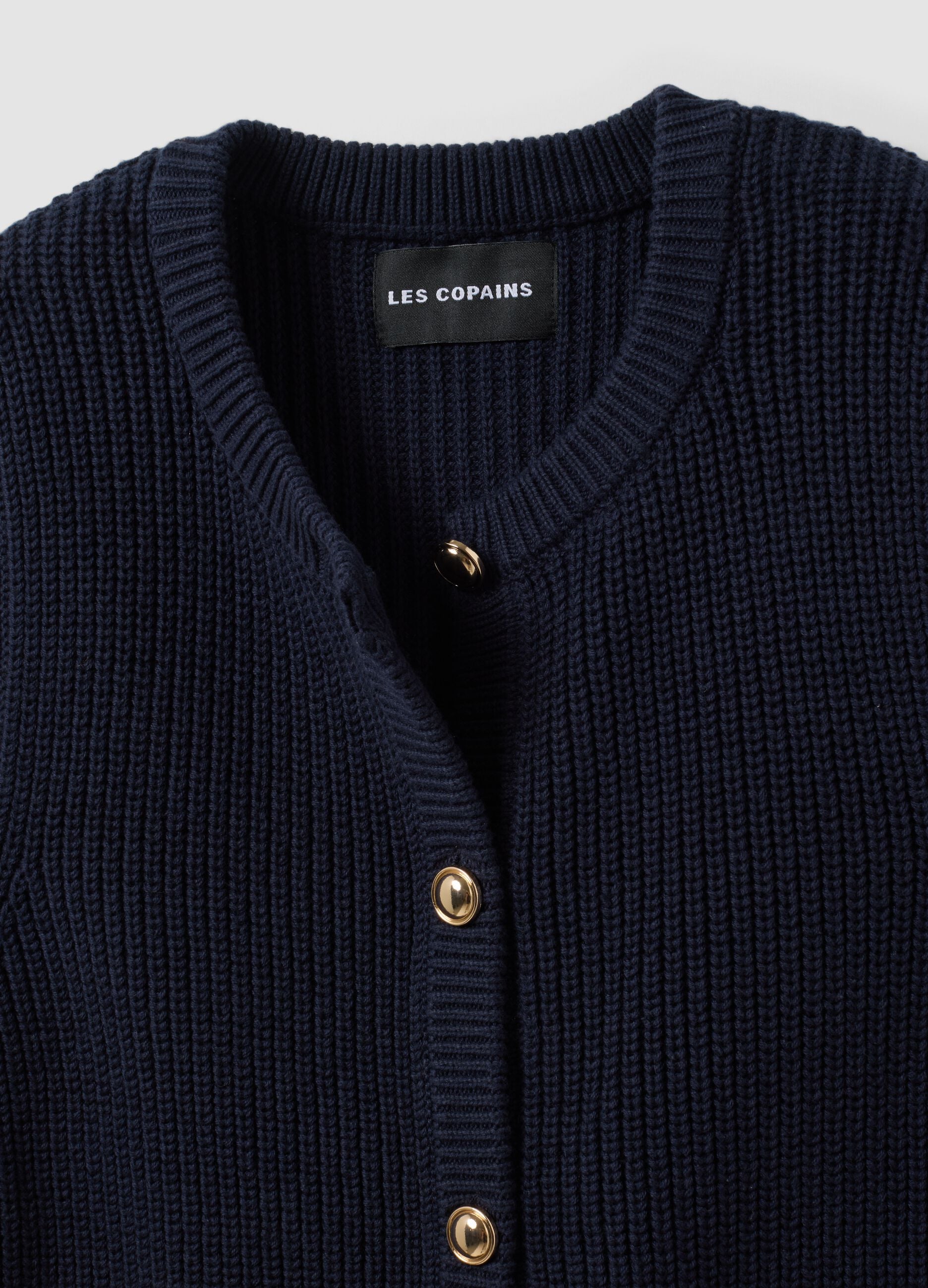 Blue pure-cotton knitted gilet in a regular fit