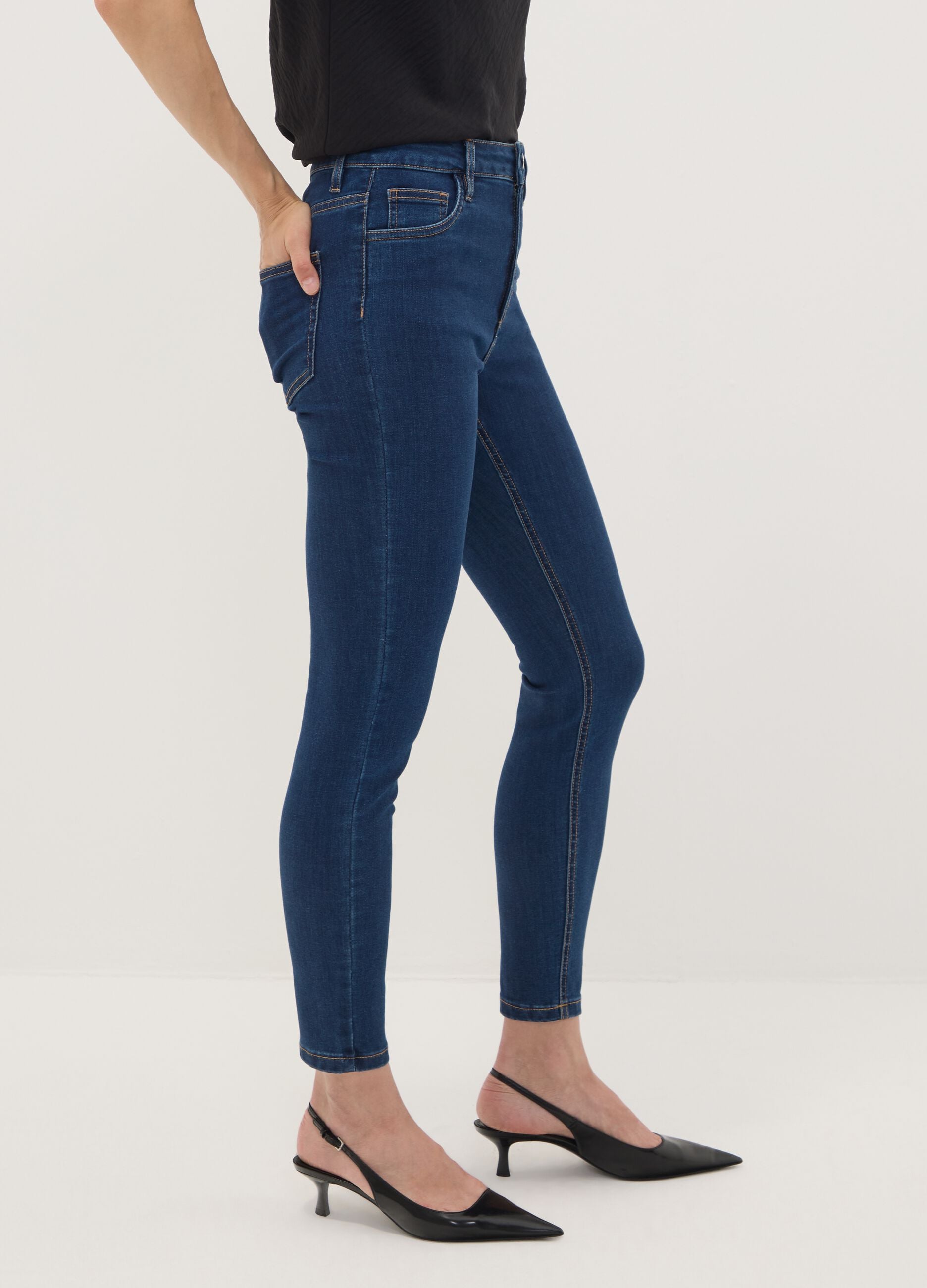 Blue skinny-fit jeans in stretch cotton and viscose