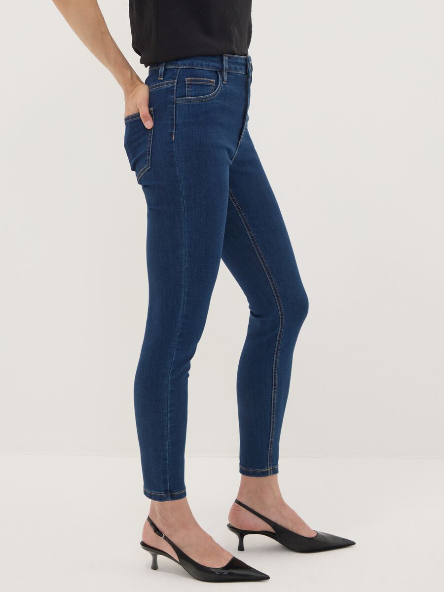 Blue skinny-fit jeans in stretch cotton and viscose_3