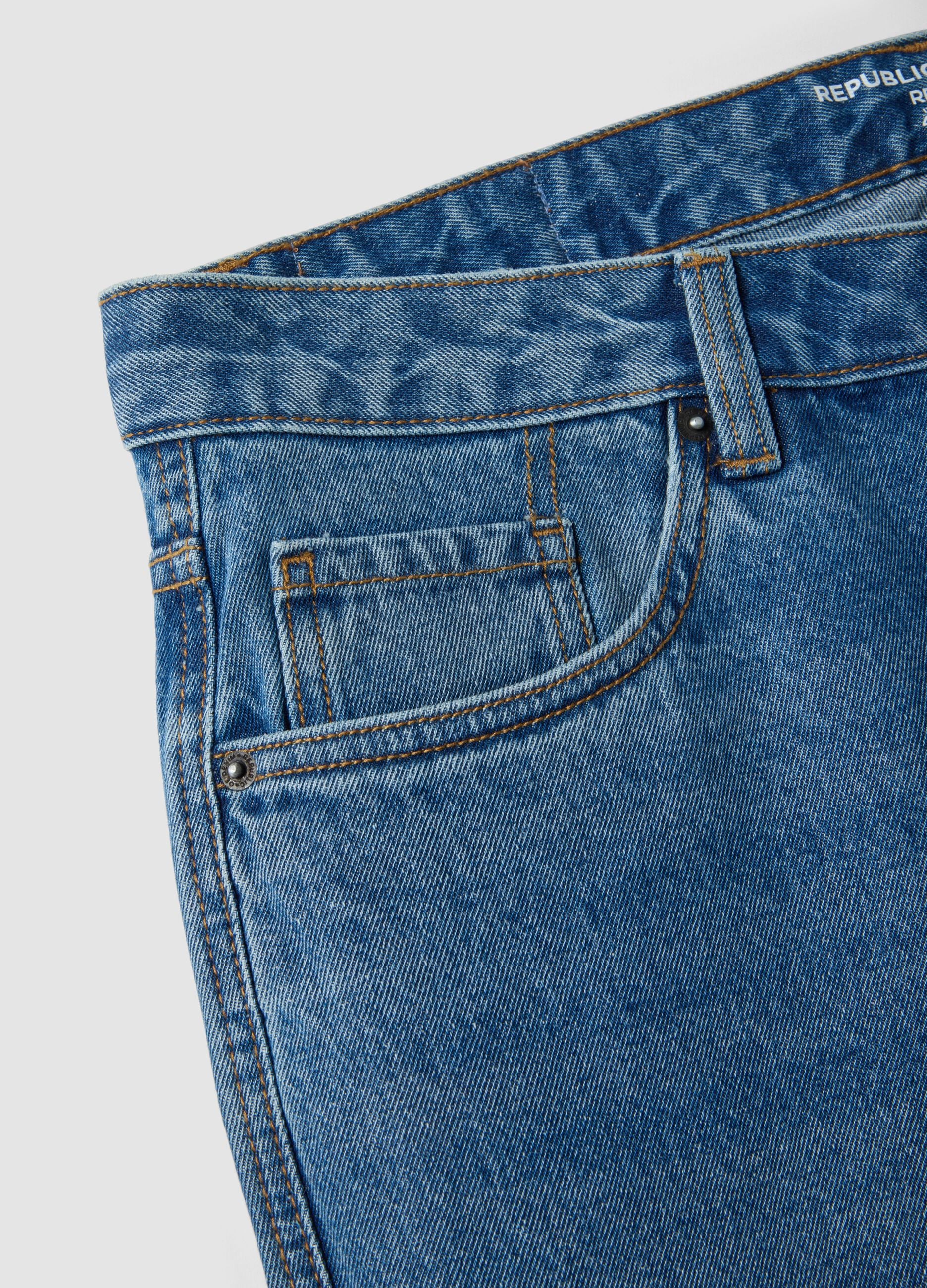 Blue denim jeans in pure cotton, regular fit