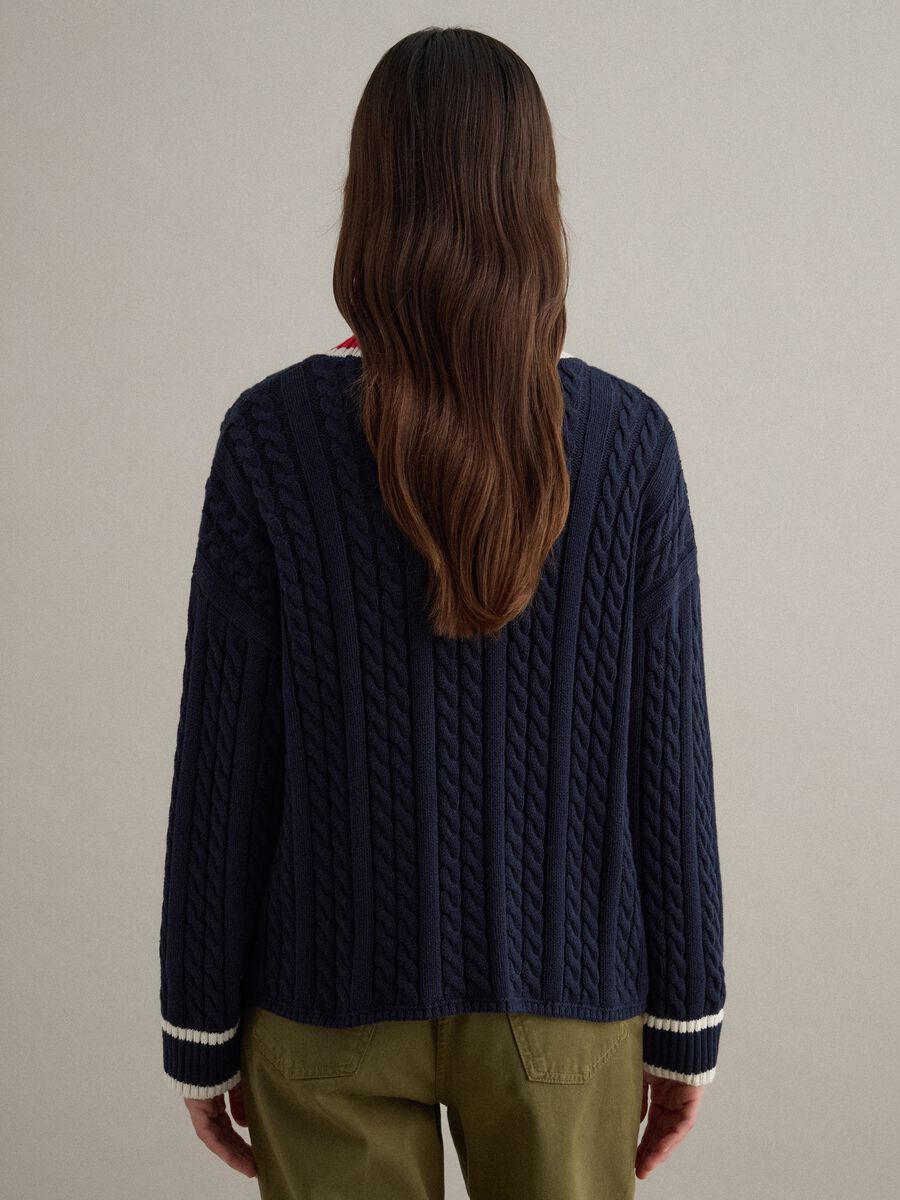 Multicolour pure cotton oversized cardigan with deep V-neck_3
