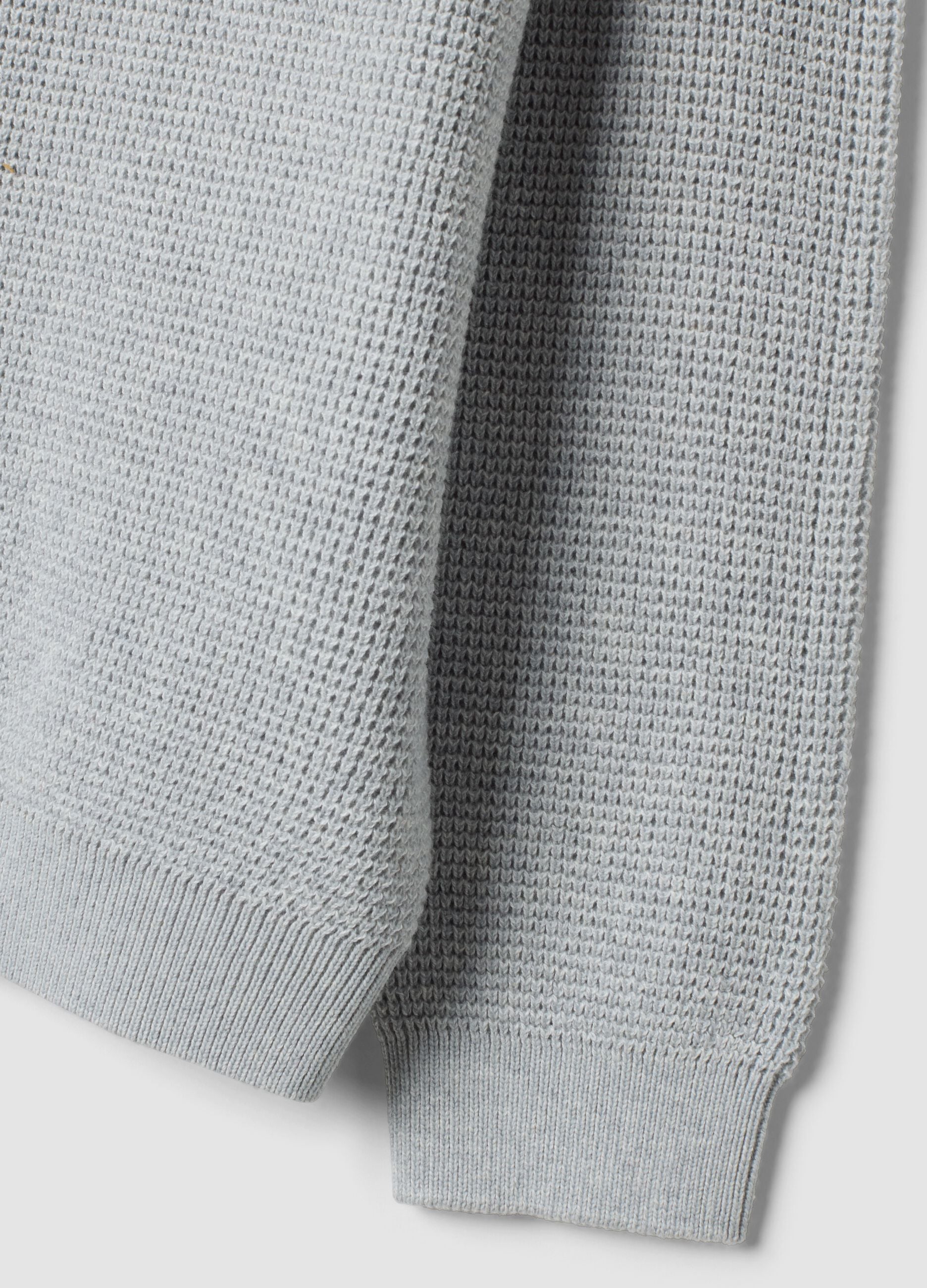 Grey cotton-blend crew-neck knitted jumper