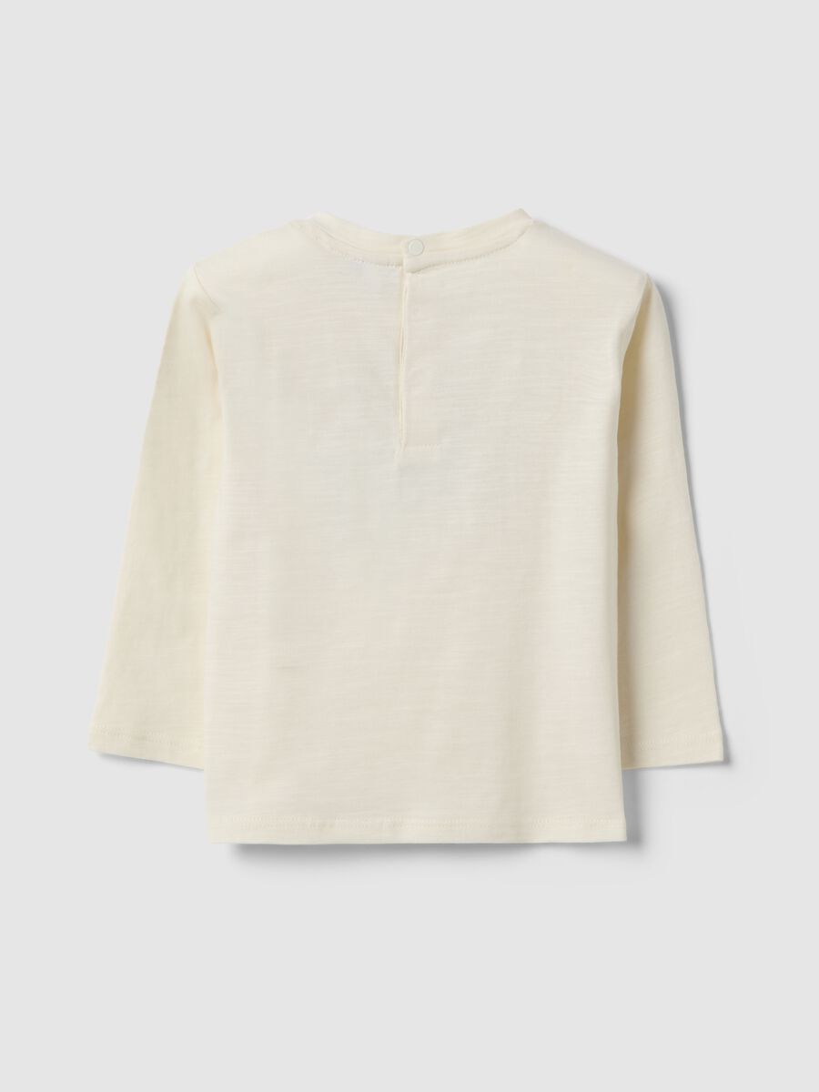 T-shirt bianca da bimbo in puro cotone con stampa orsetto regular fit_1