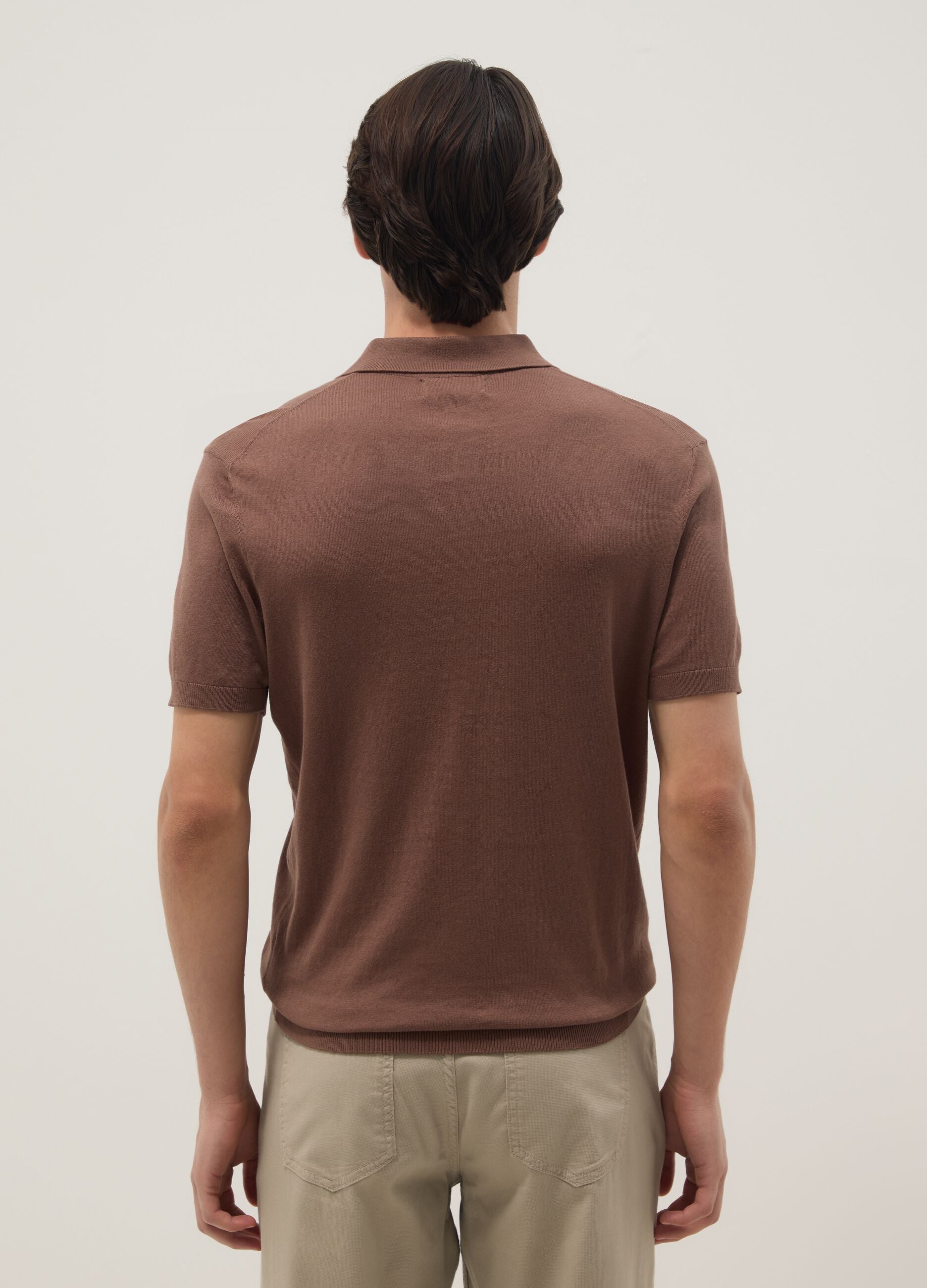 Brown pure cotton polo regular fit