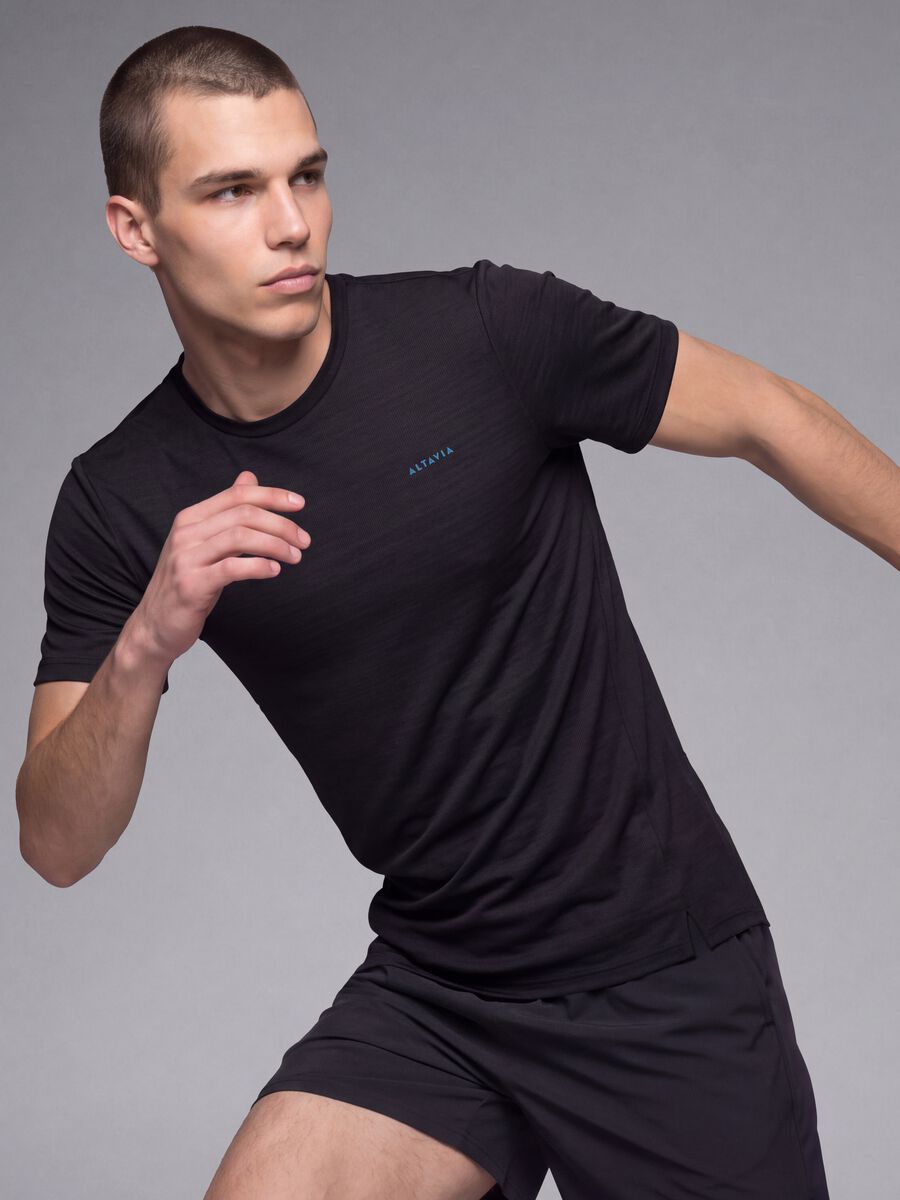 Black breathable crew-neck slim-fit T-shirt ALTAVIA RUNNING_0