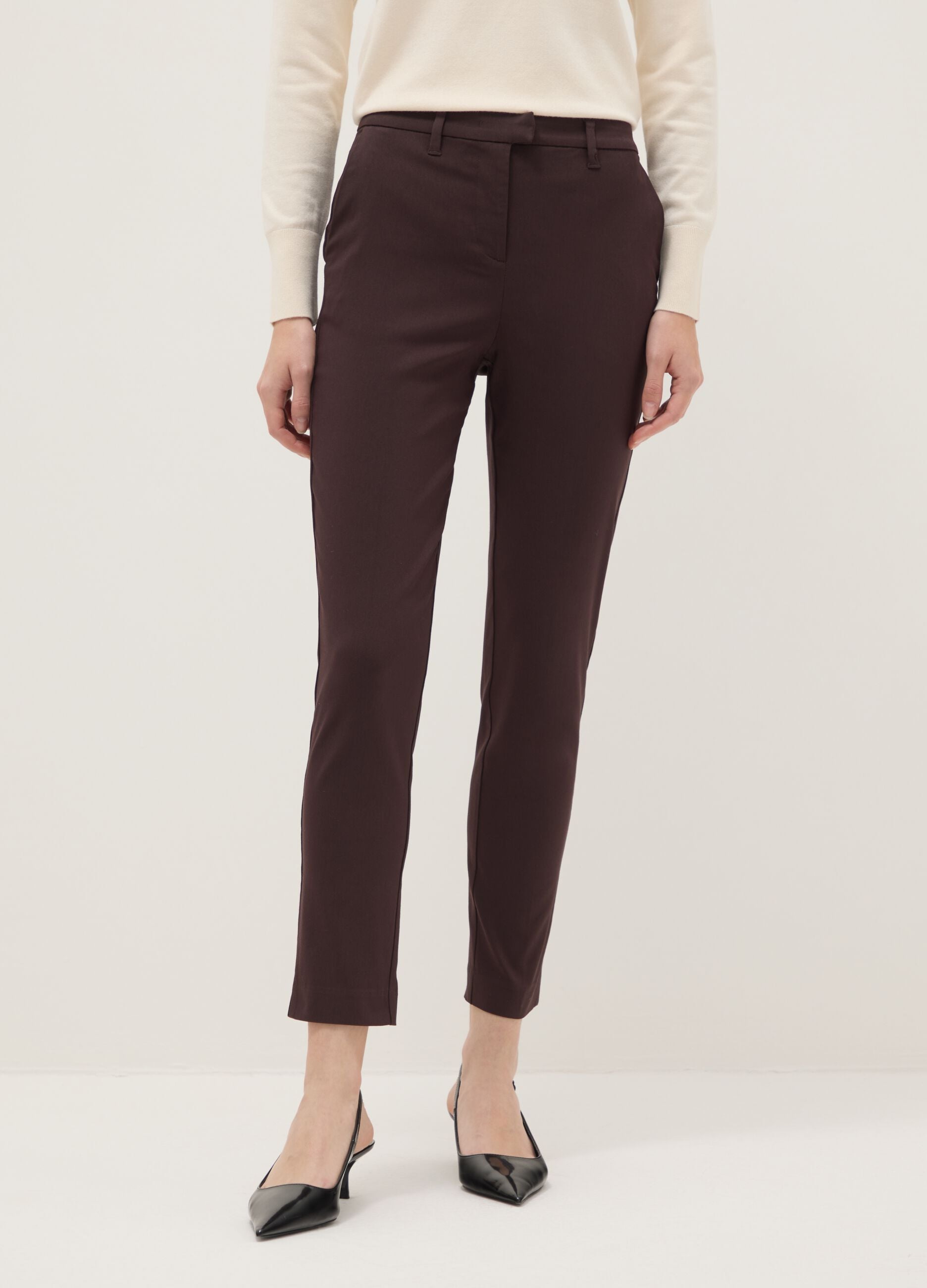 Brown slim fit chino trousers