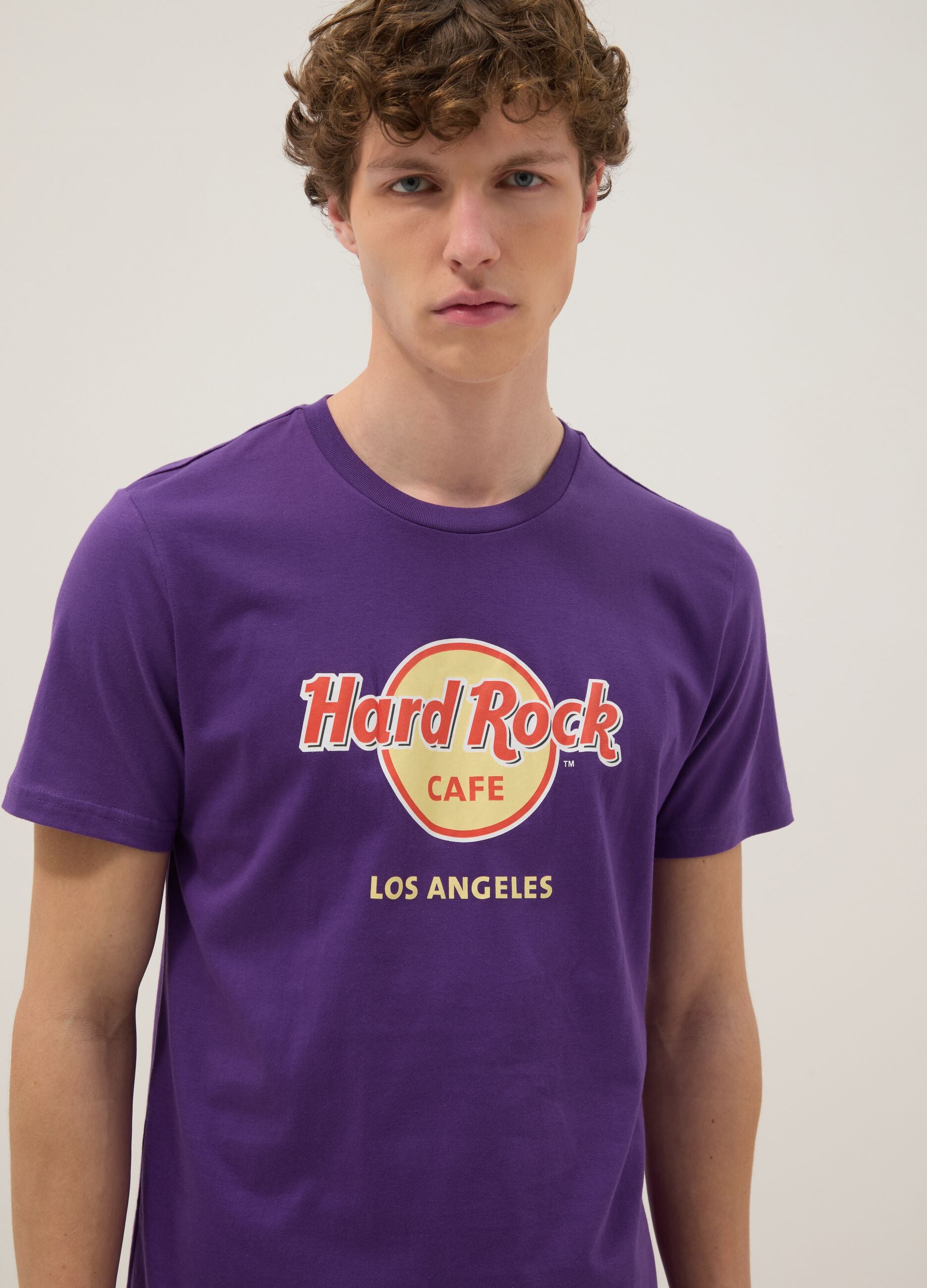 Purple Hard Rock Cafe logo T-shirt in pure cotton, regular fit