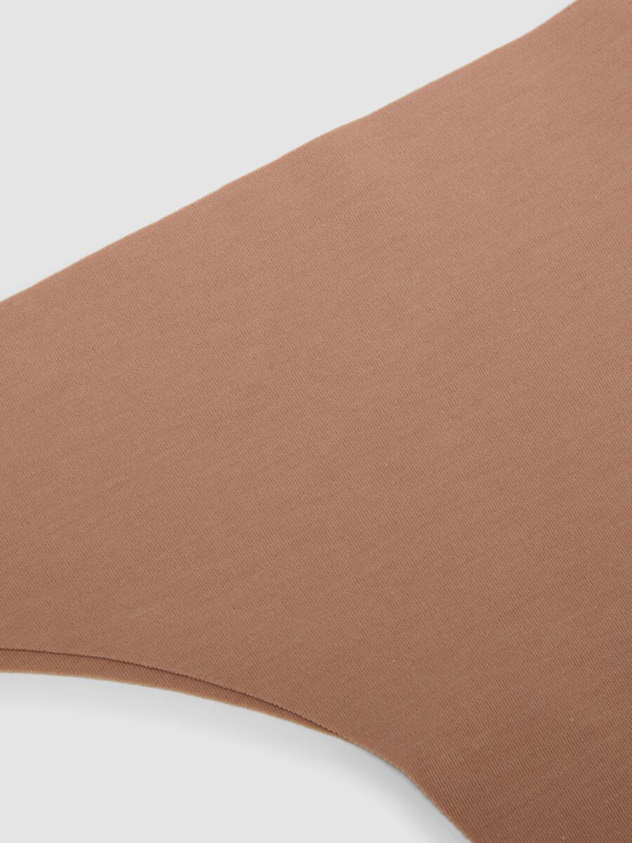 Beige regular fit stretch cotton Brazilian briefs_5
