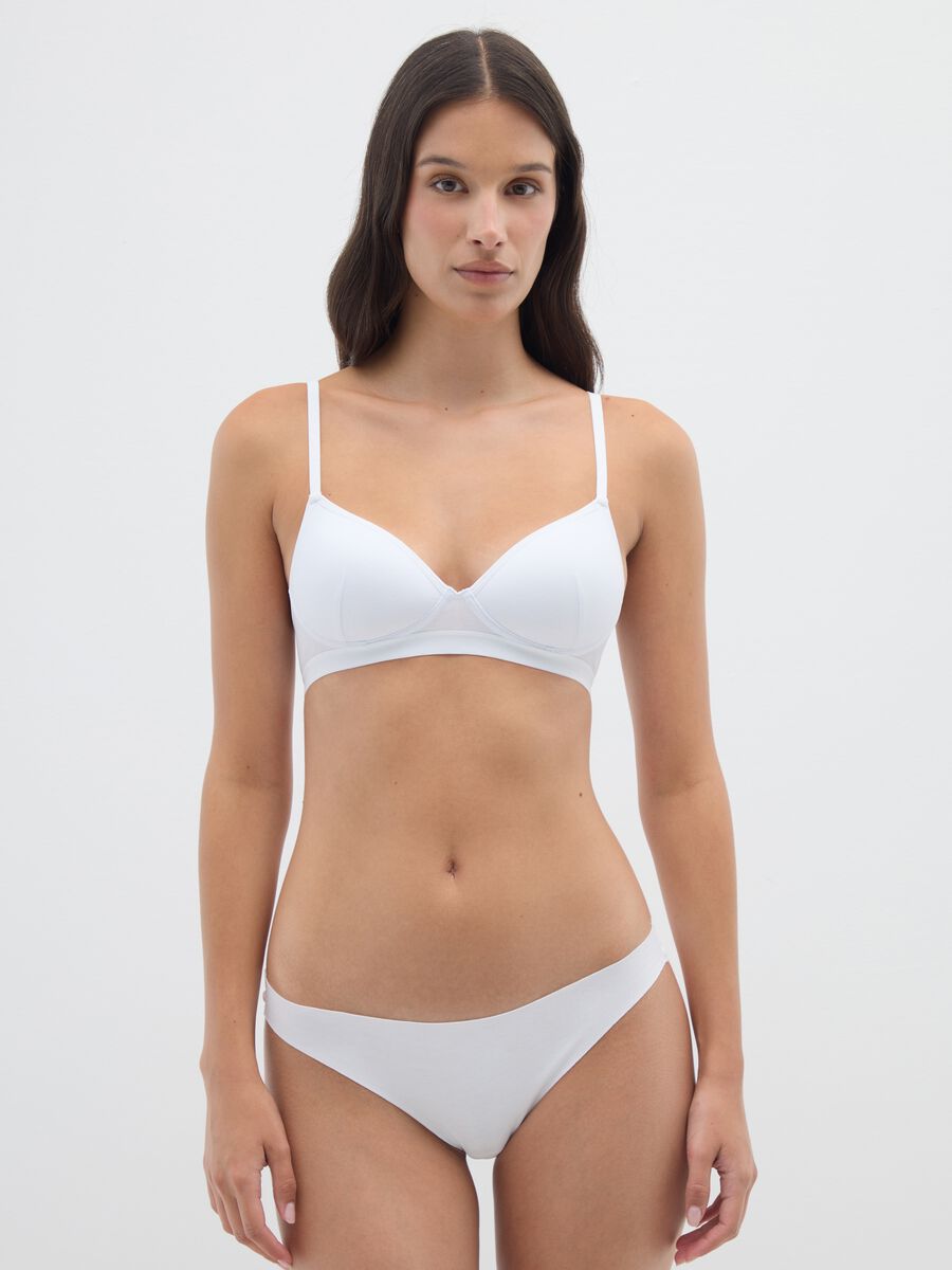 Women's White Stretch Cotton Bra_1
