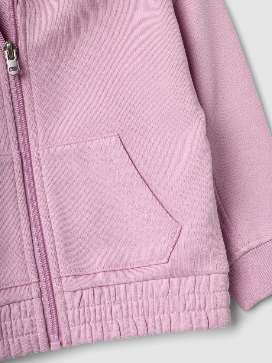 Felpa rosa con cappuccio in puro cotone organico over fit per bimba_3