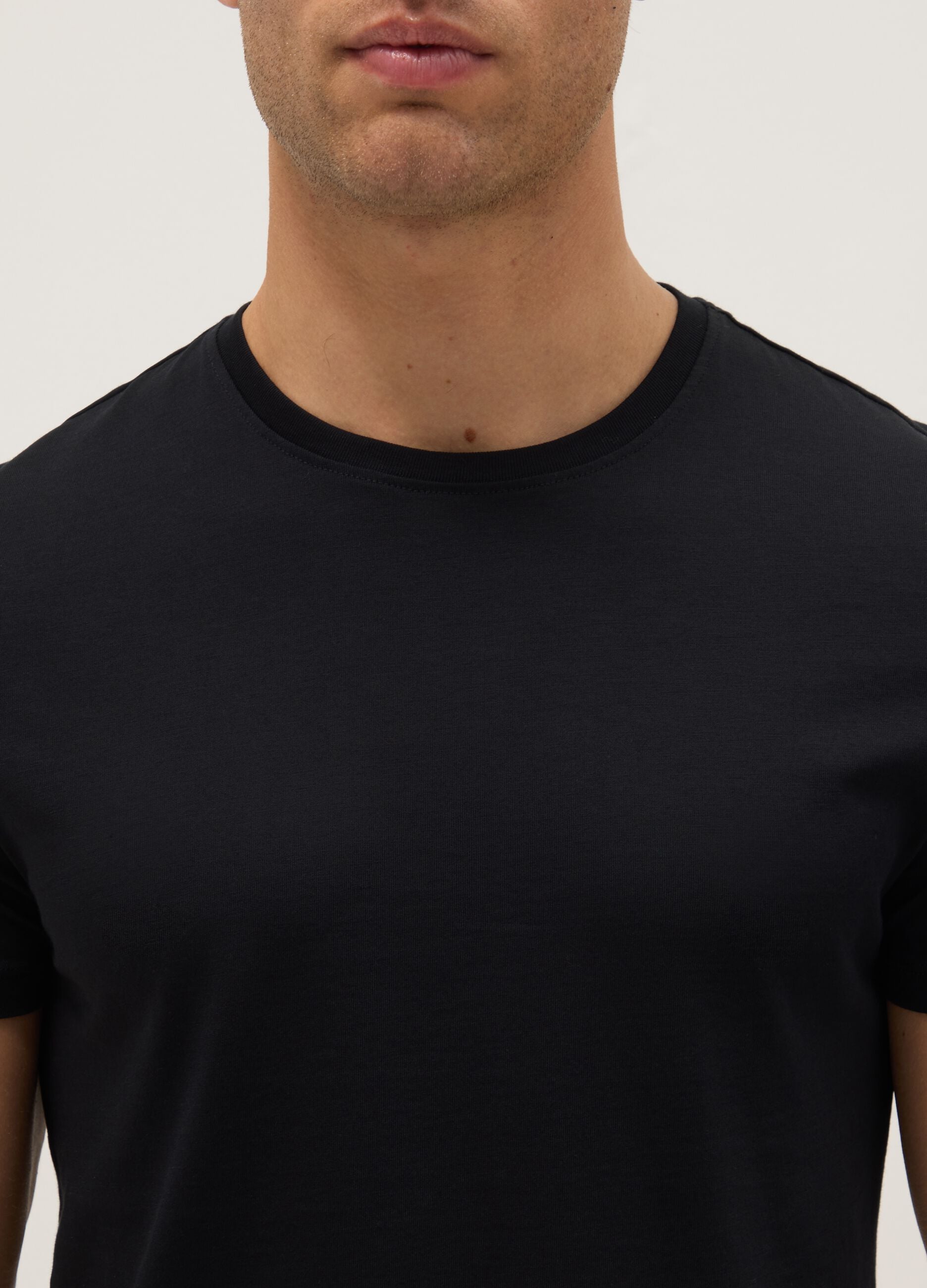 Black pure cotton regular fit T-shirt
