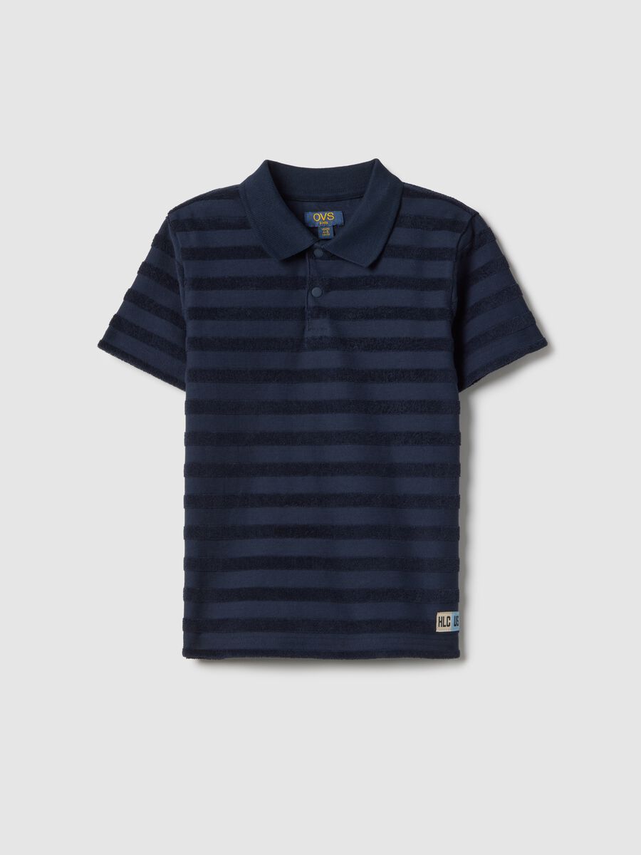 Polo in puro cotone a righe blu regular fit per bambino_0