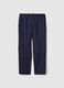 Regular fit pure linen blue trousers_4