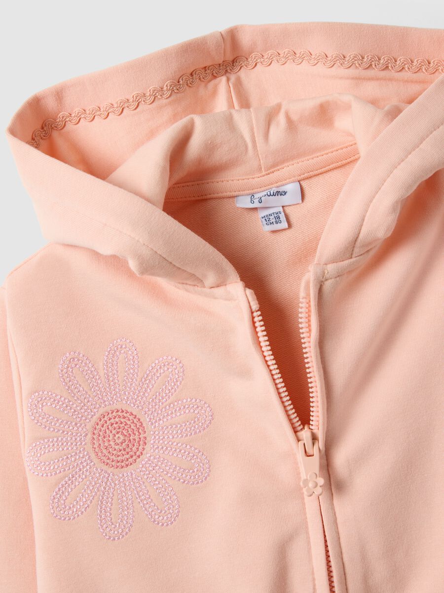 Felpa in cotone elasticizzato rosa da bimba regular fit con fiori_3