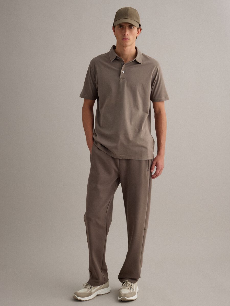 Brown short-sleeve polo in pure cotton, regular fit_2