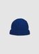 Blue rib-knit beanie with turn-up cuff_1