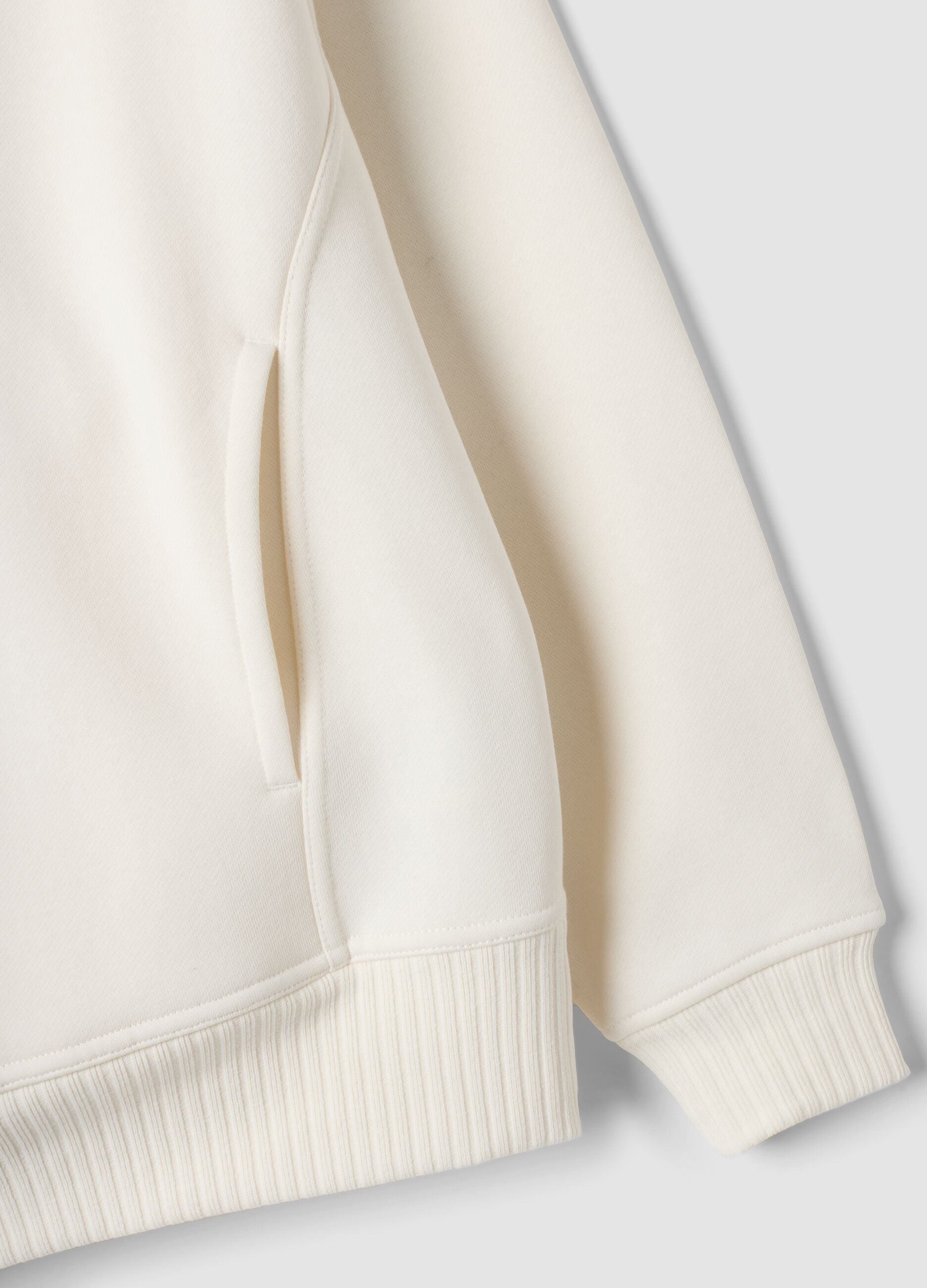 White cotton-blend fleece sweatshirt, regular fit