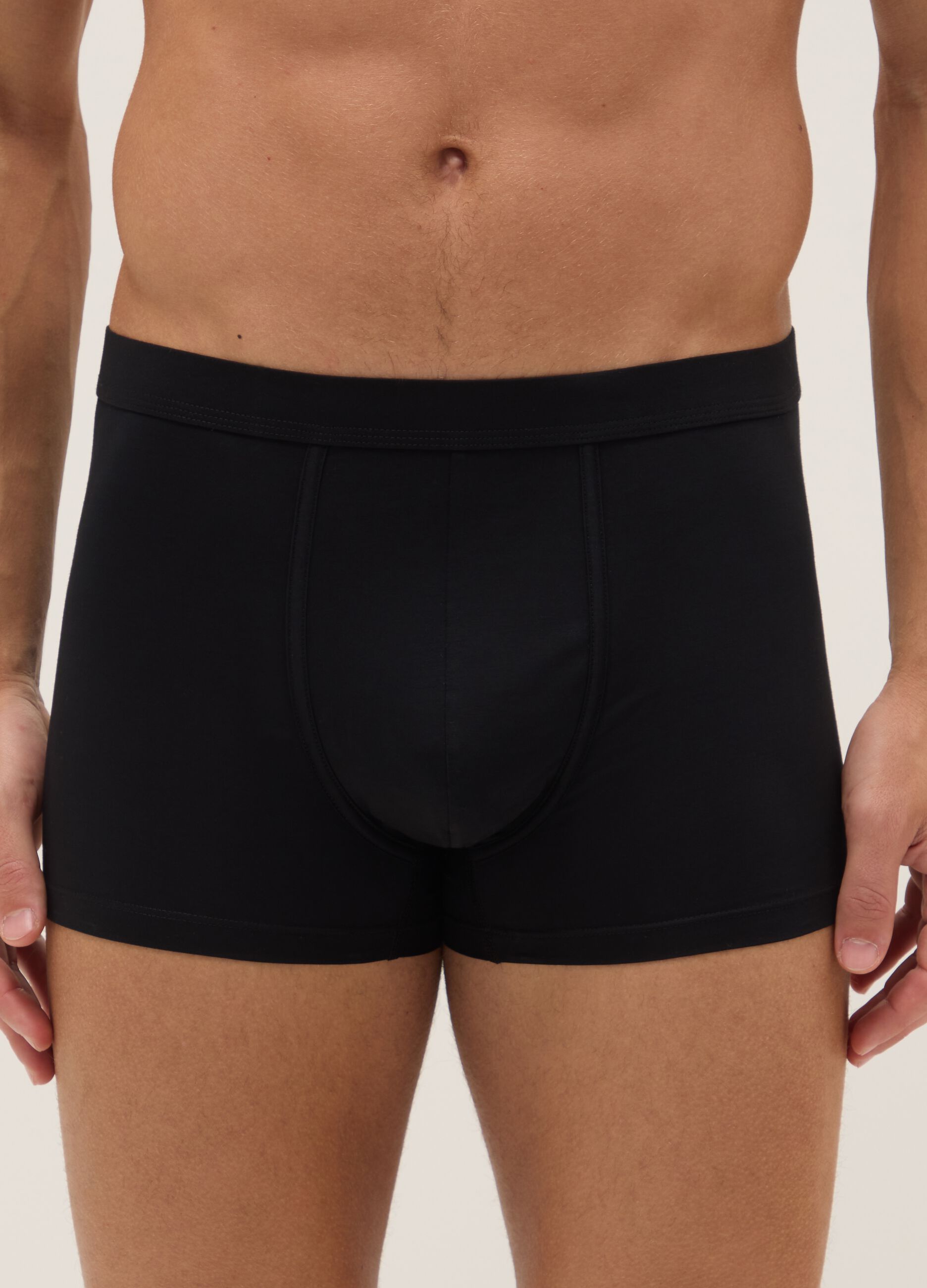 Two-pack regular fit stretch cotton black boxers