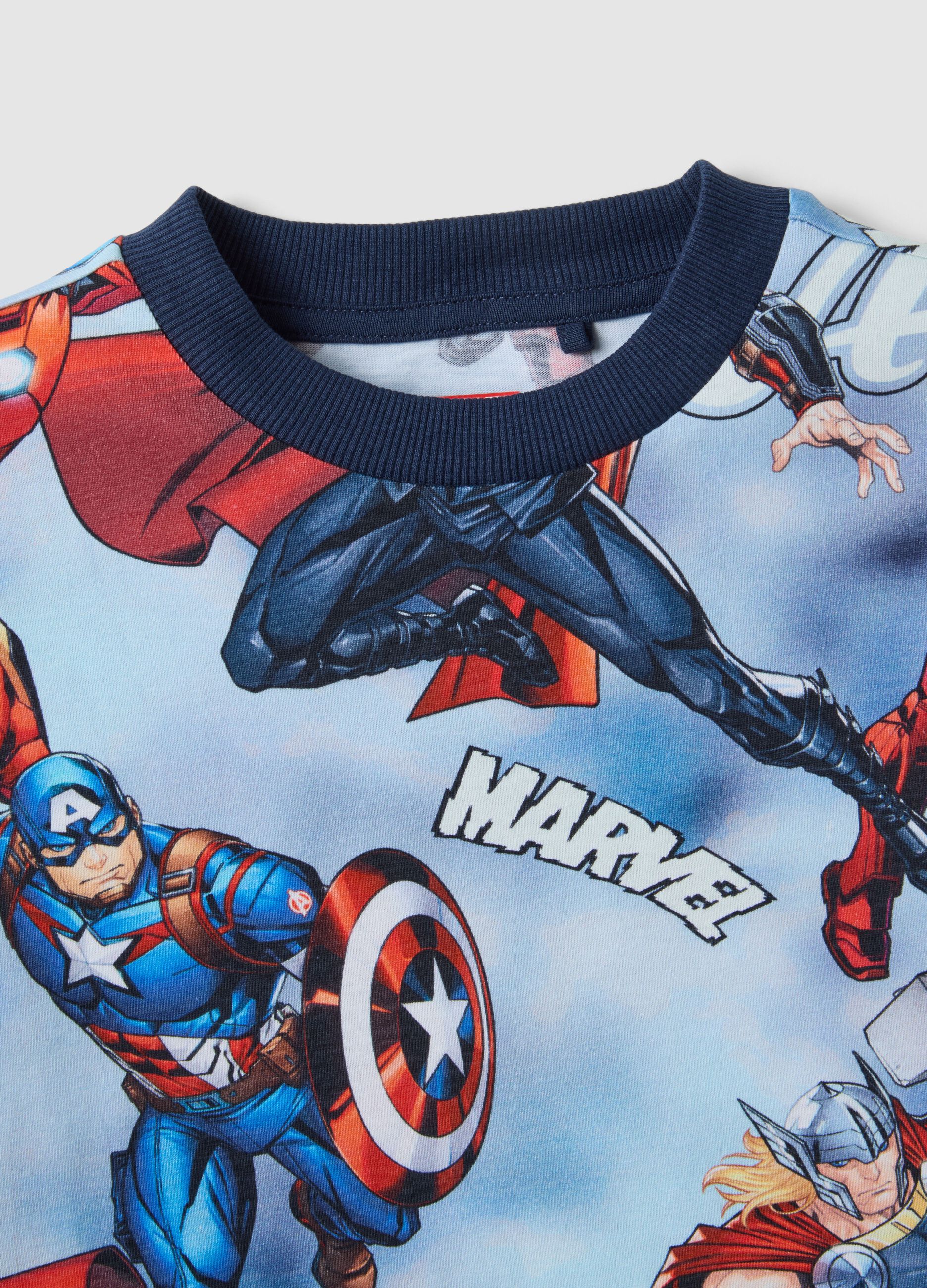 T-shirt in puro cotone multicolor da bambino oversize fit con Avengers