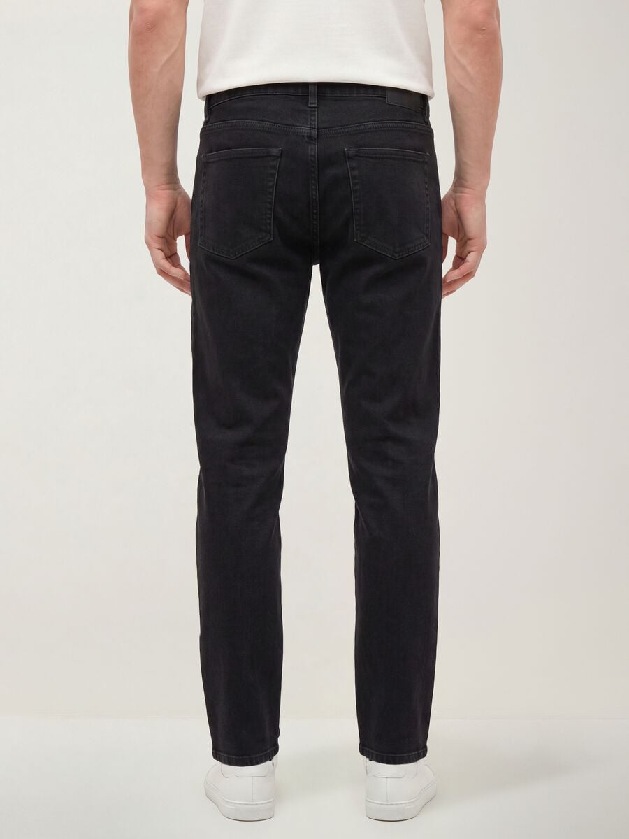 Black regular tapered jeans in a cotton, lyocell and viscose blend_3